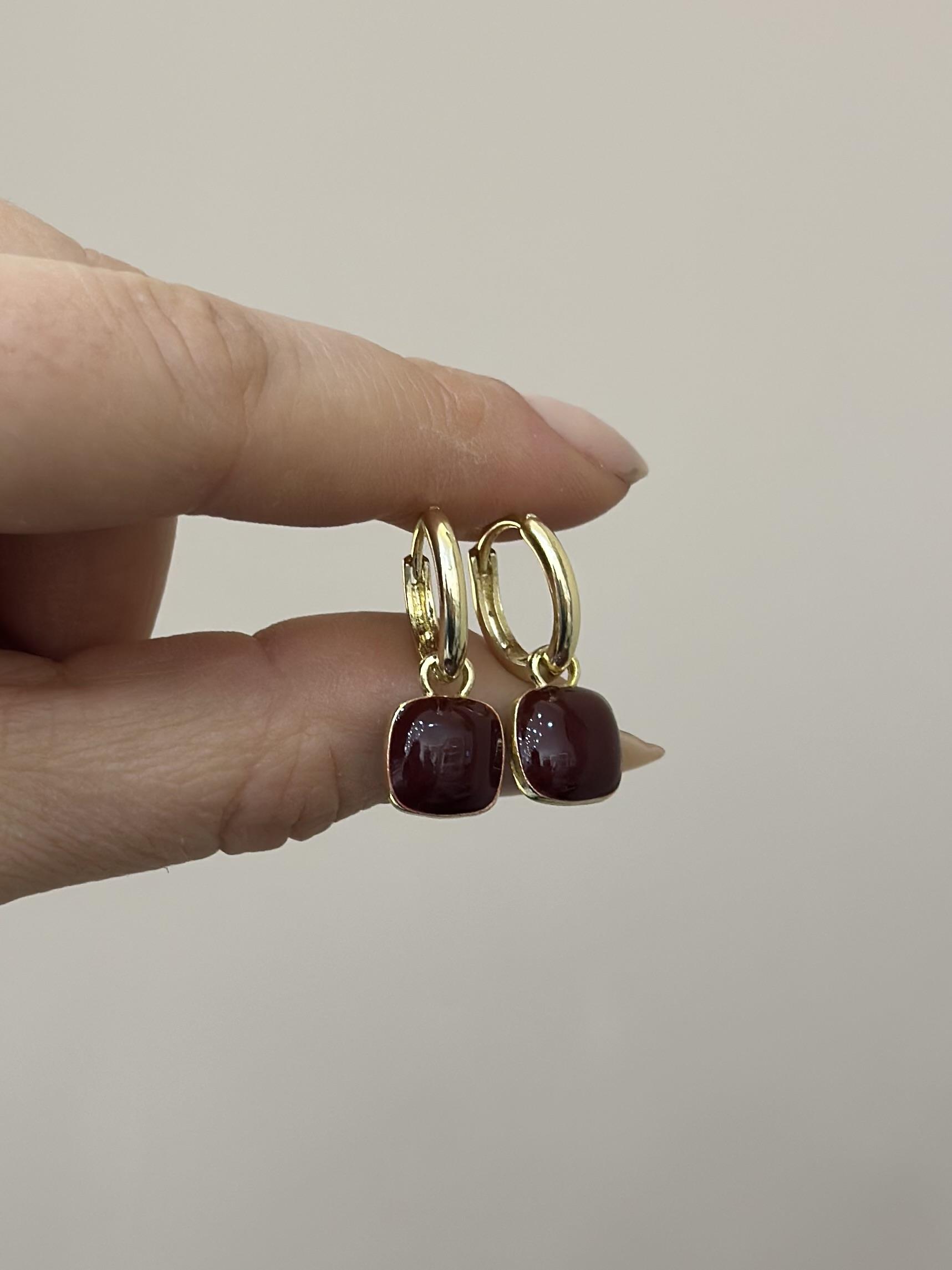 Küpe Halk Bordo Kare Gold Renk