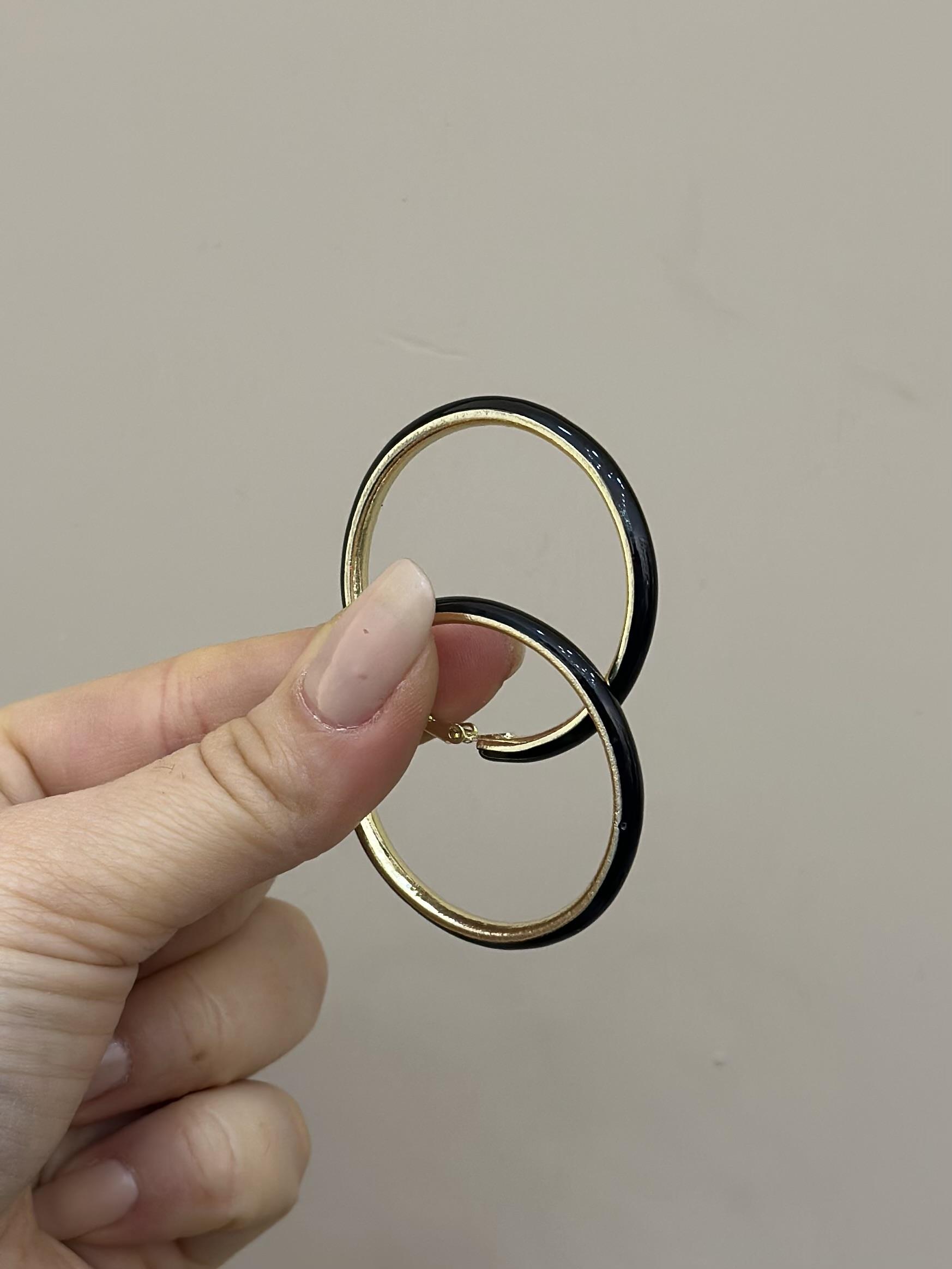 Küpe Halka Siyah Gold Renk