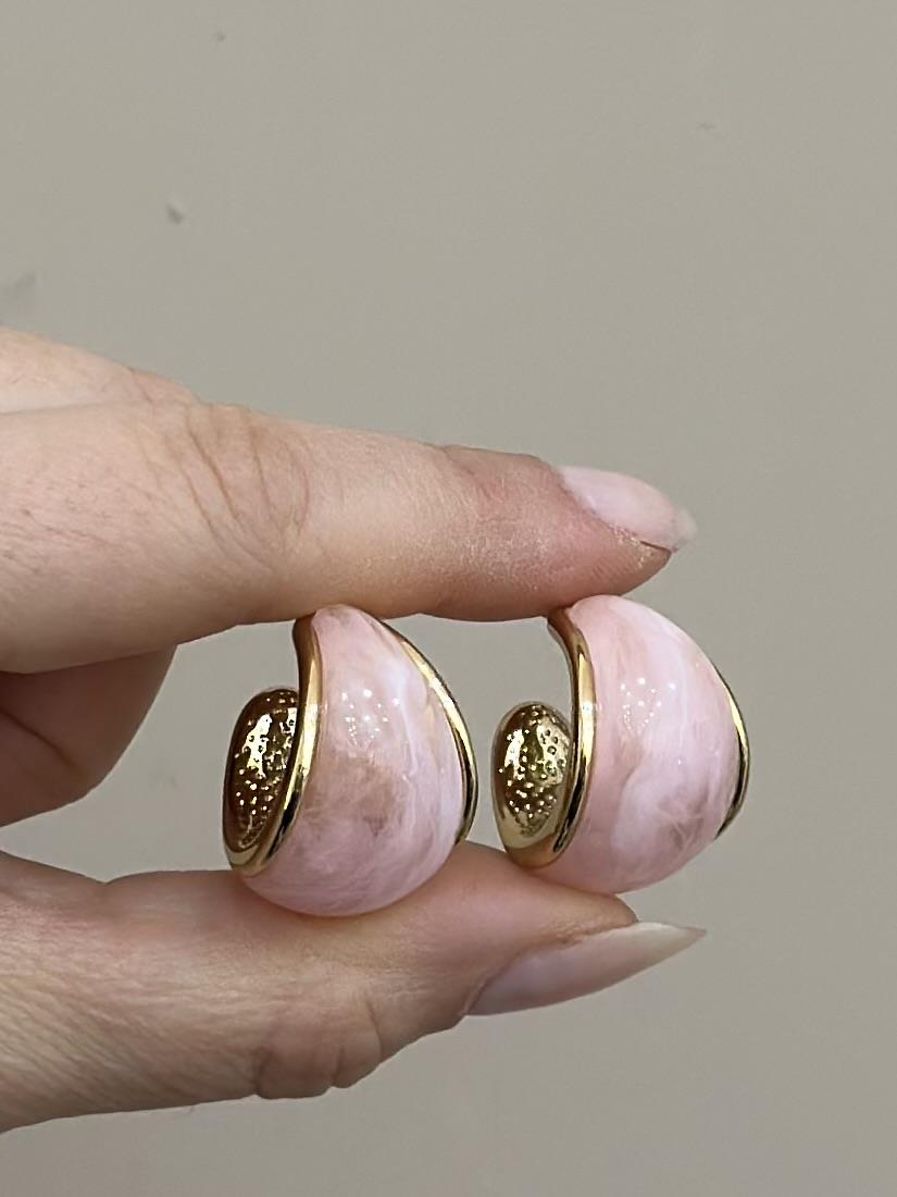 Küpe Pembe Damla Gold Renk 