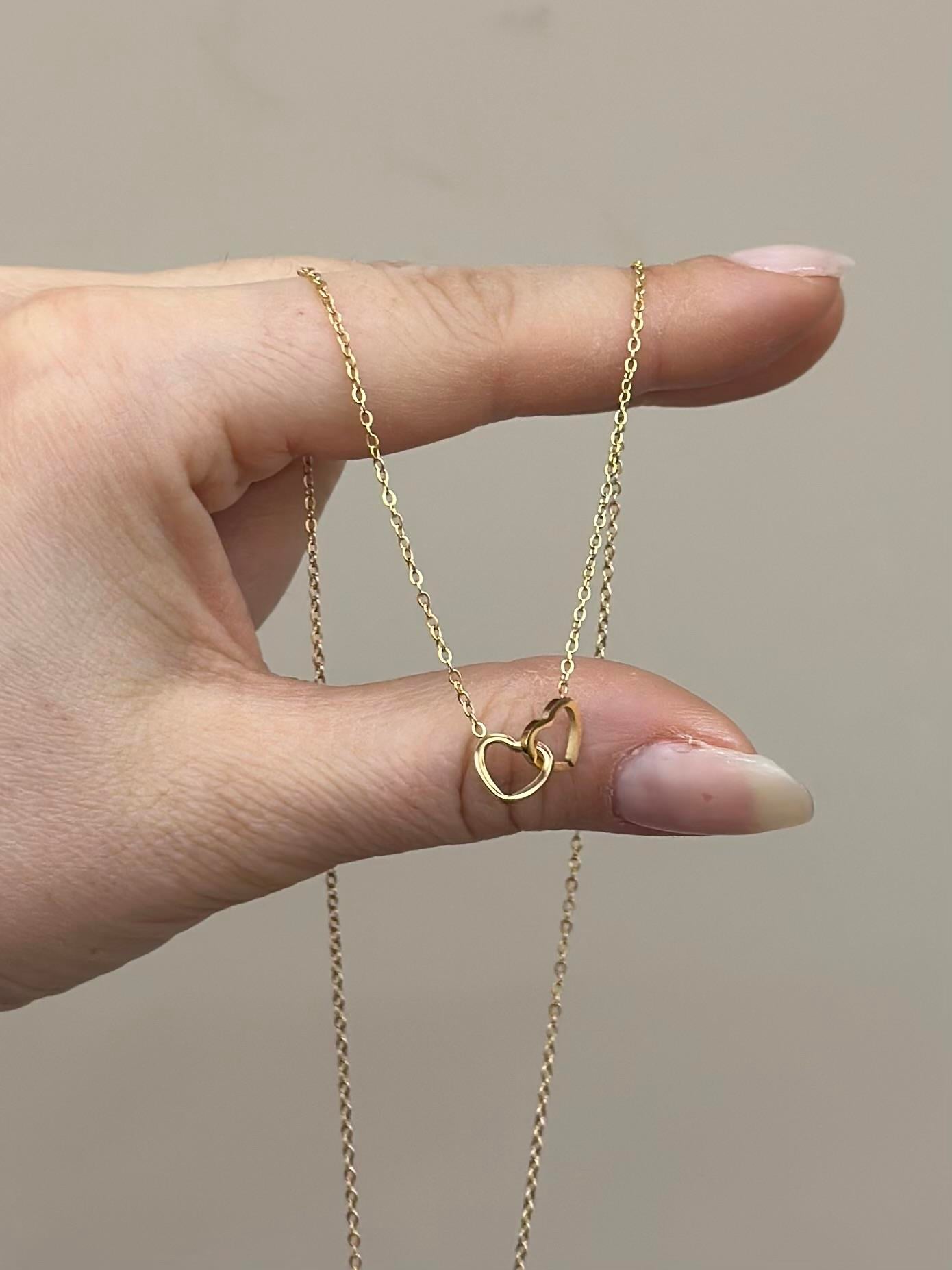 Kolye Çelik İç İçe Kalp Gold Renk