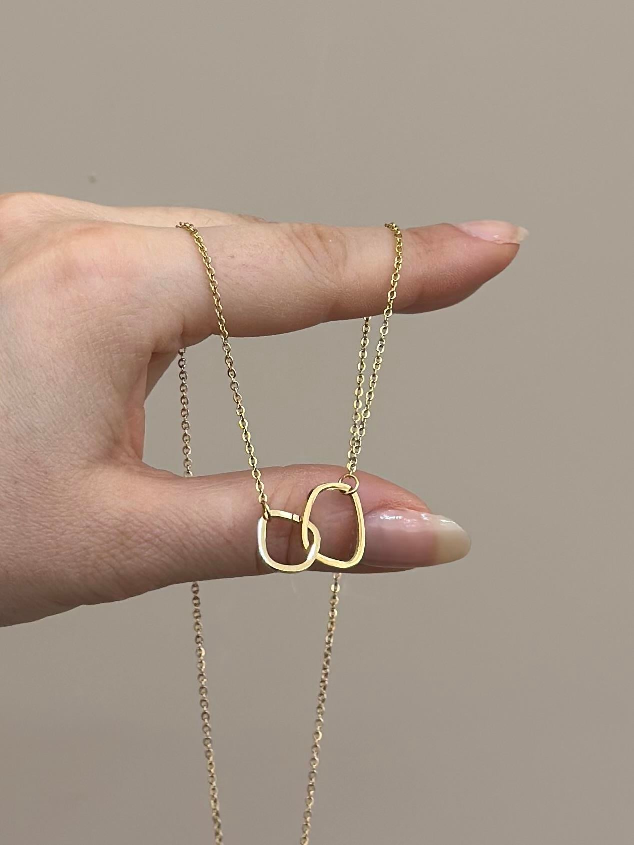 Kolye Çelik İç İçe Yuvarlak Gold Renk 
