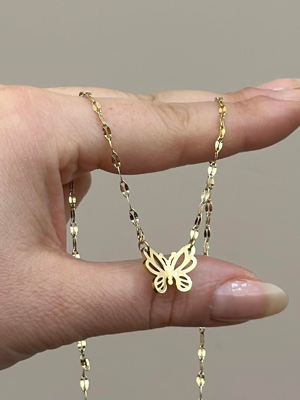 Kolye Çelik Kelebek Gold Renk 