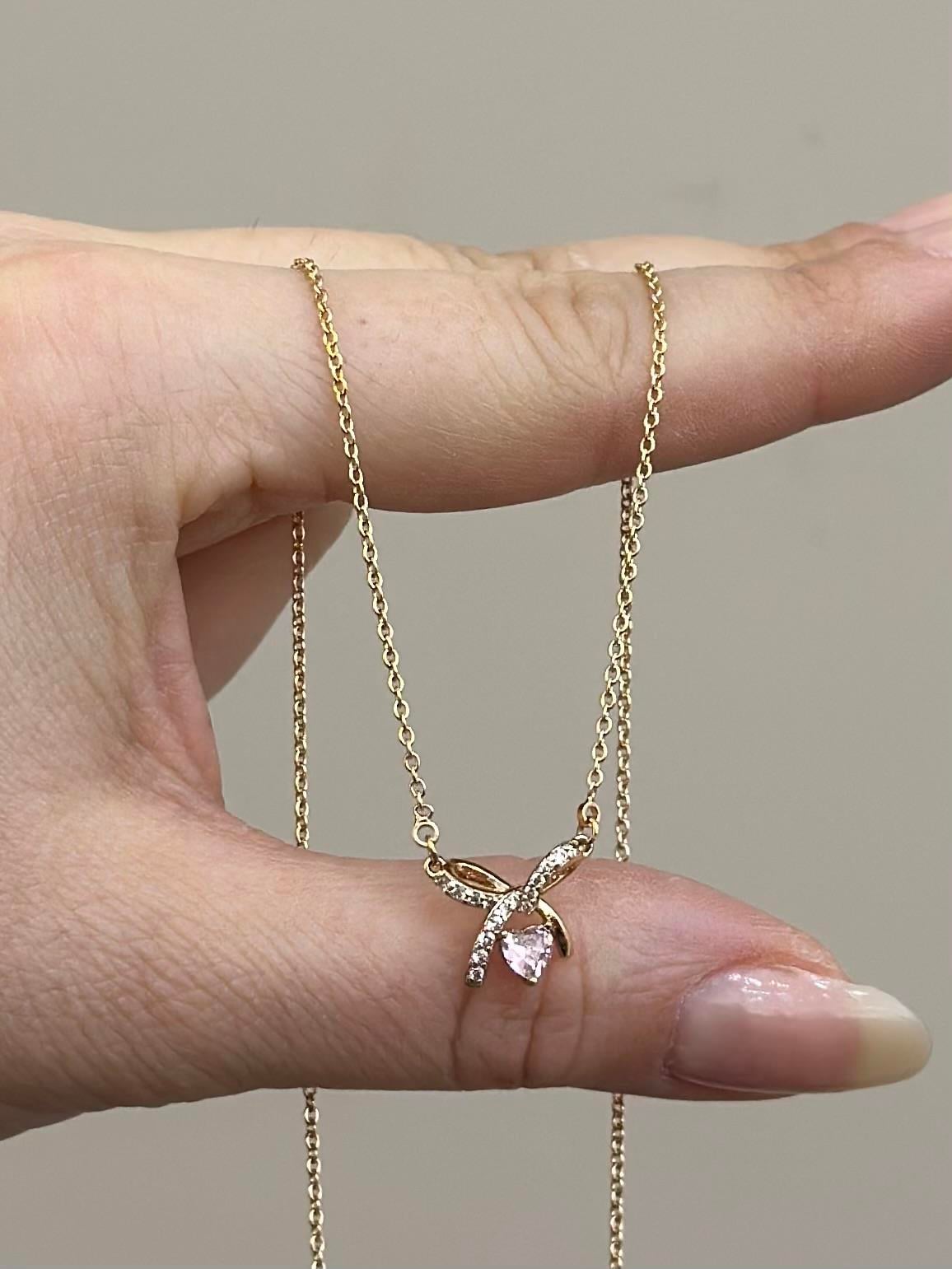Kolye Çelik Taş Kurdele Gold Renk 