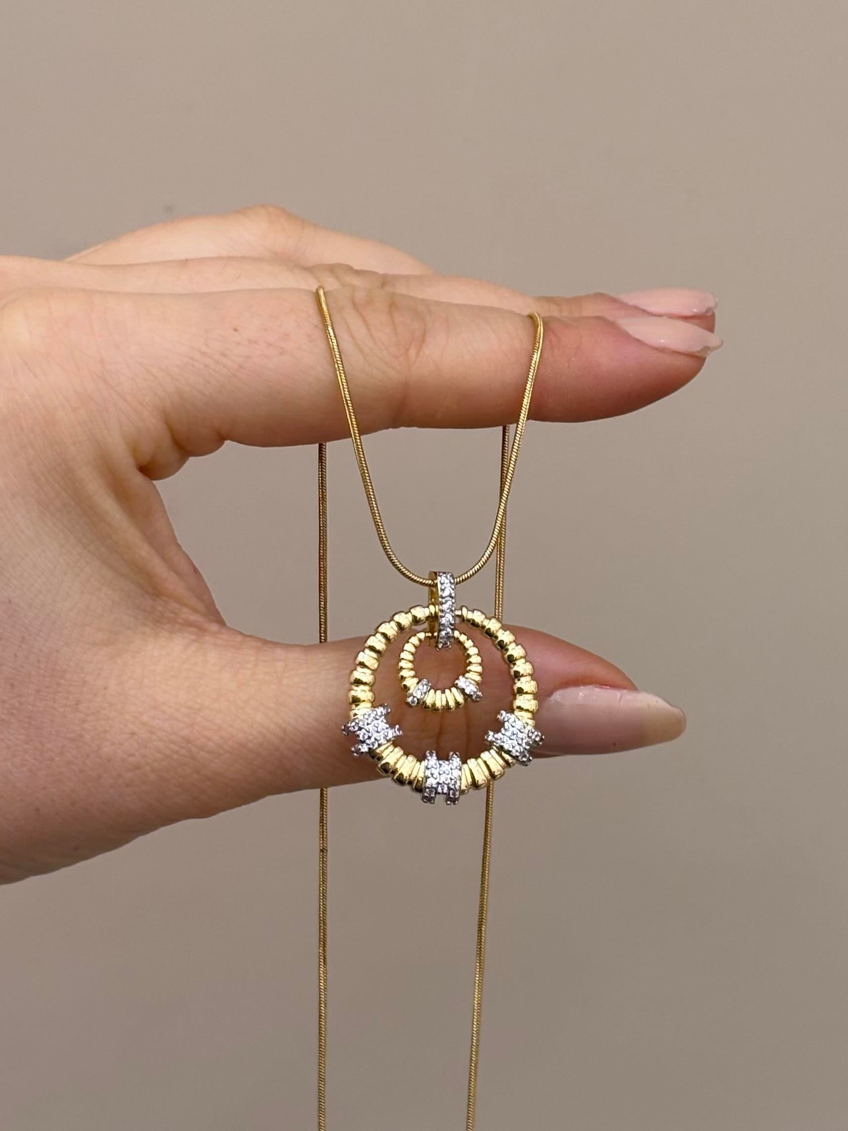 Kolye Çelik Taş Tasarım Gold Renk