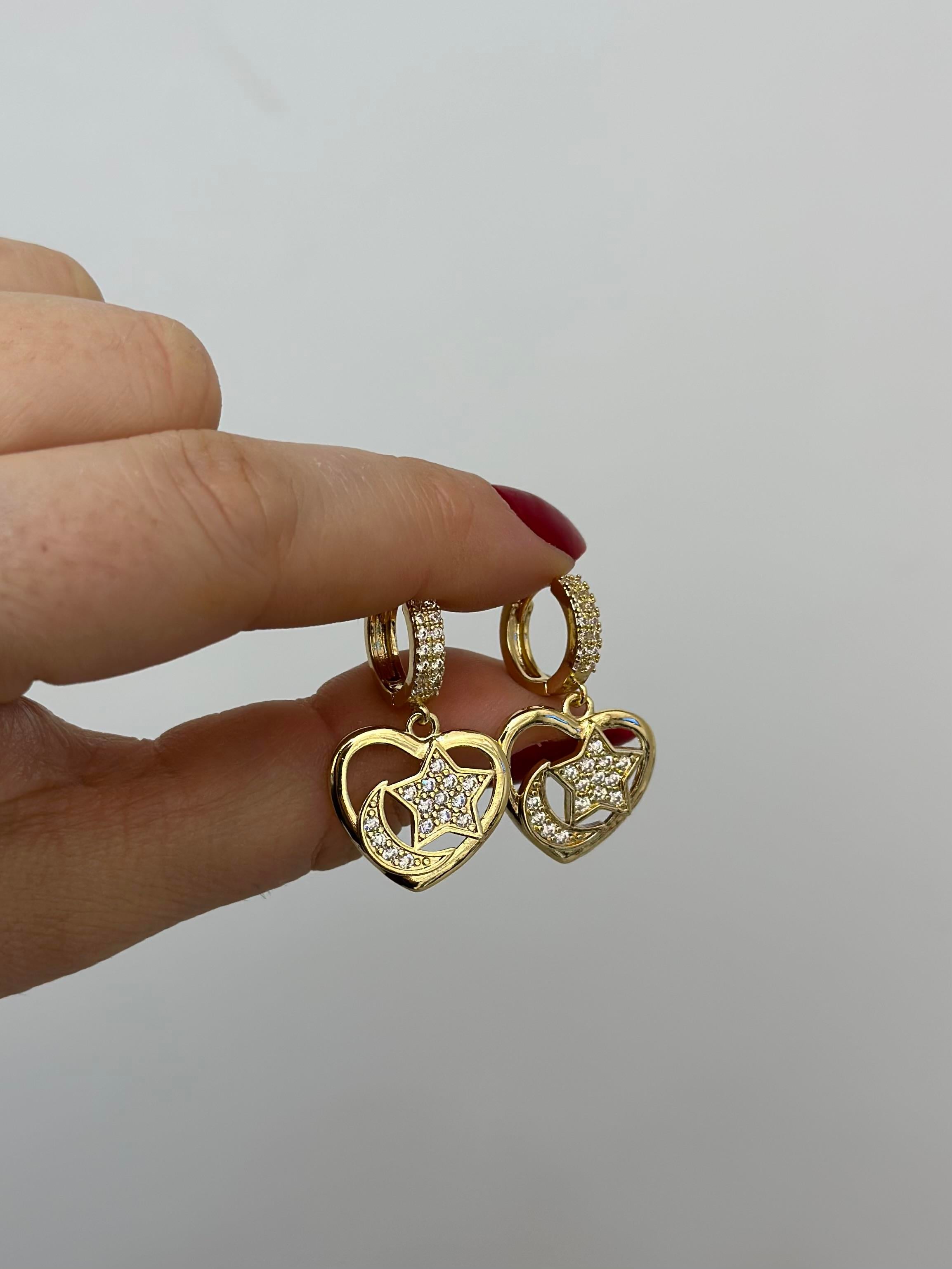 Küpe gold halka taşlı