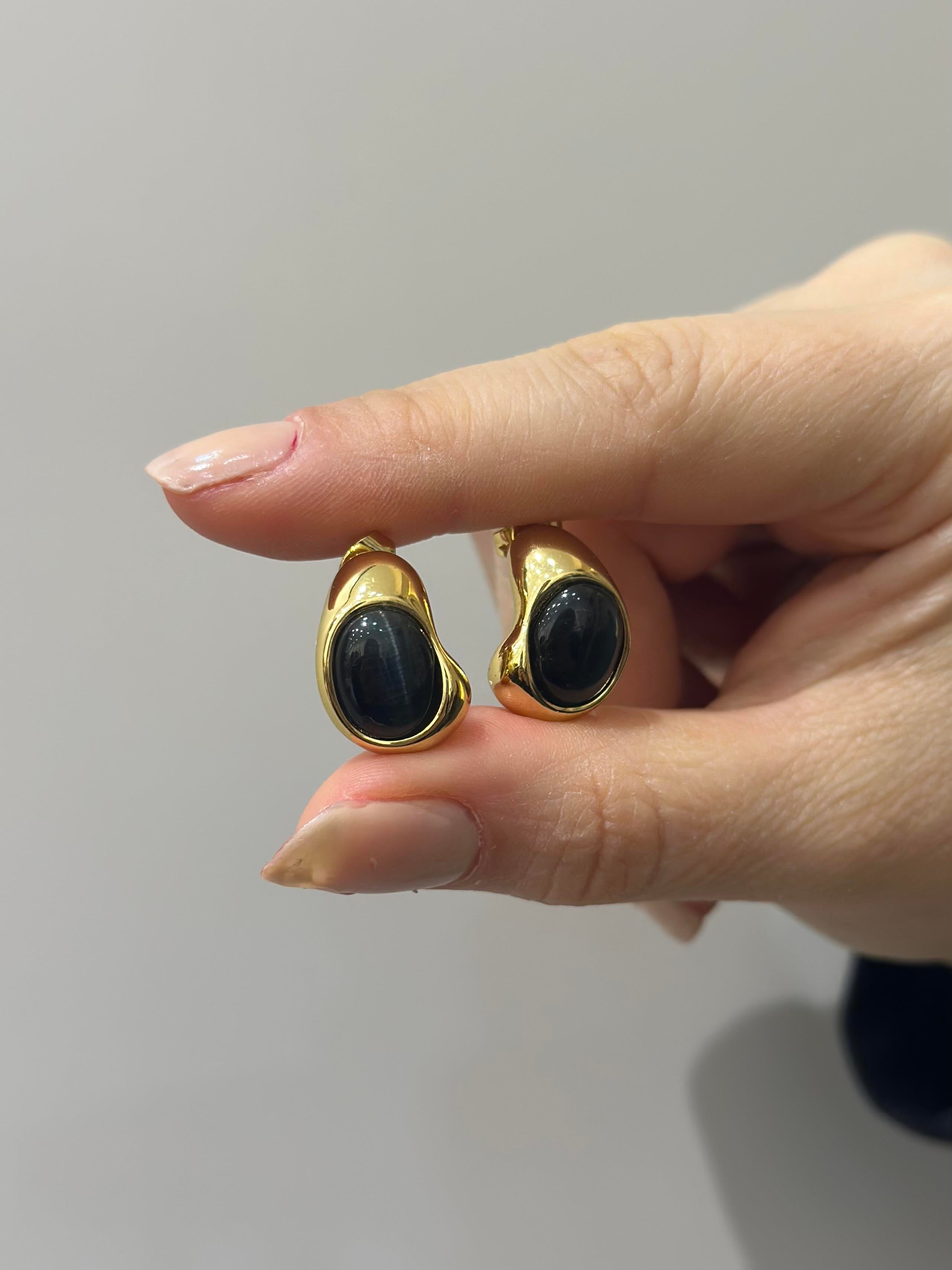 Küpe gold siyah taş tasarım