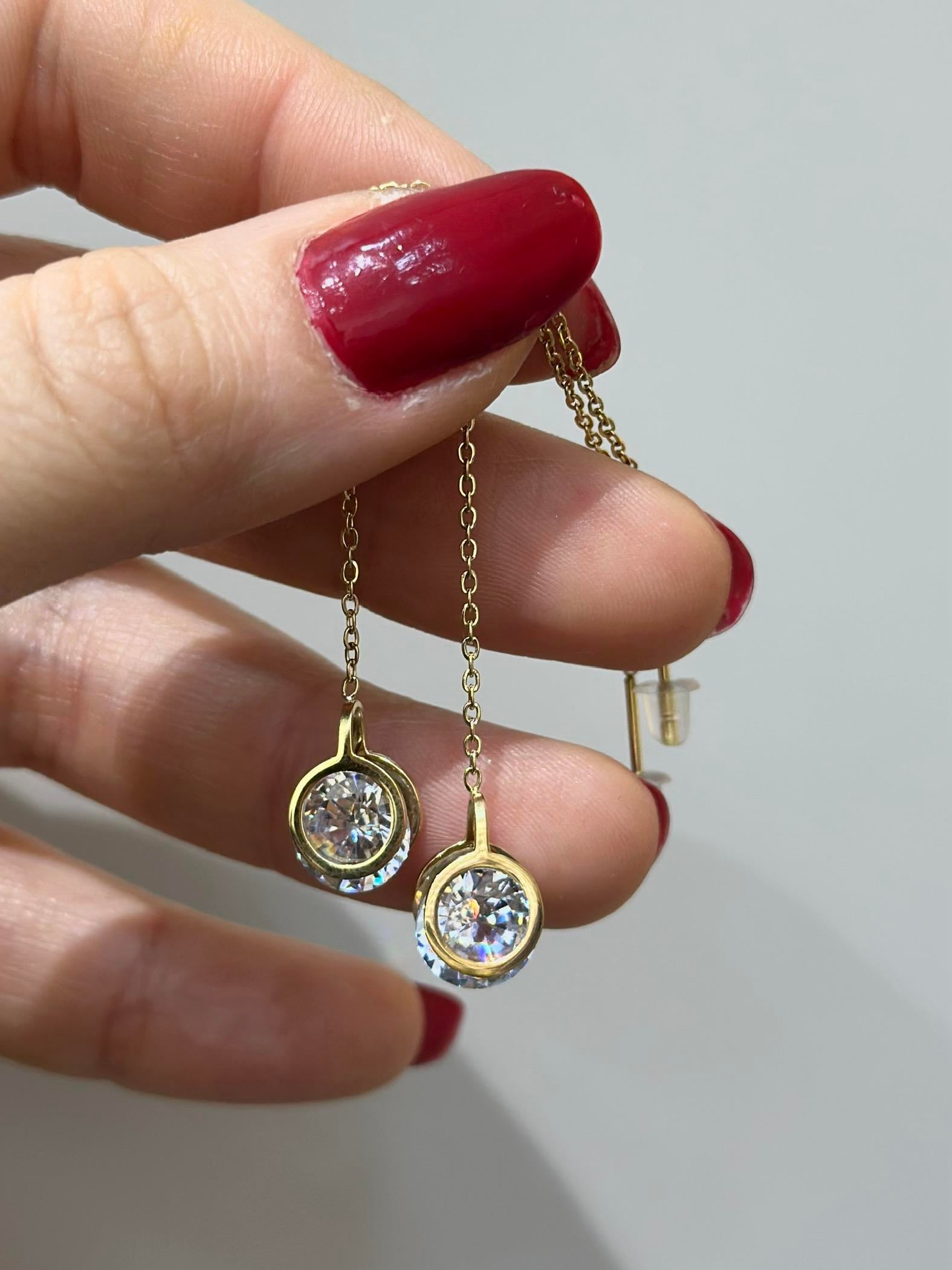 Küpe gold ucu taşlı sallantılı