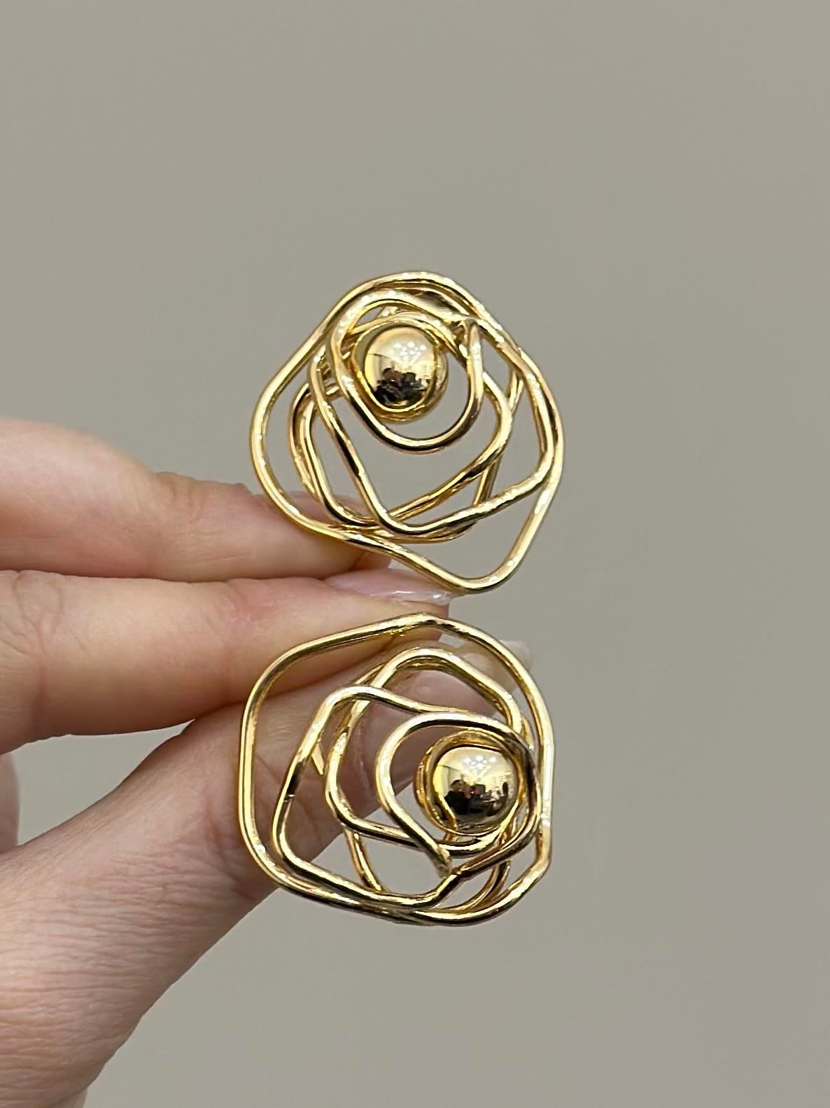 Küpe Gül Tasarım Gold Renk 