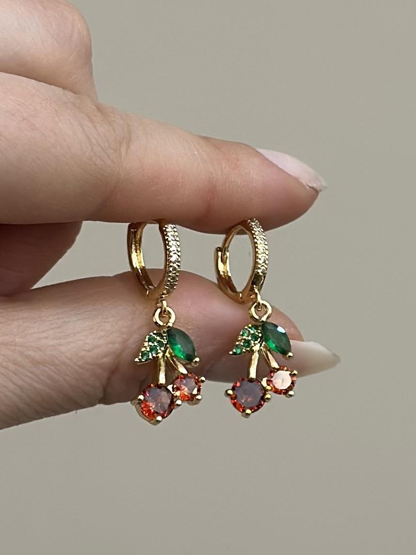 Küpe Halka Kiraz Sallantı Gold Renk 