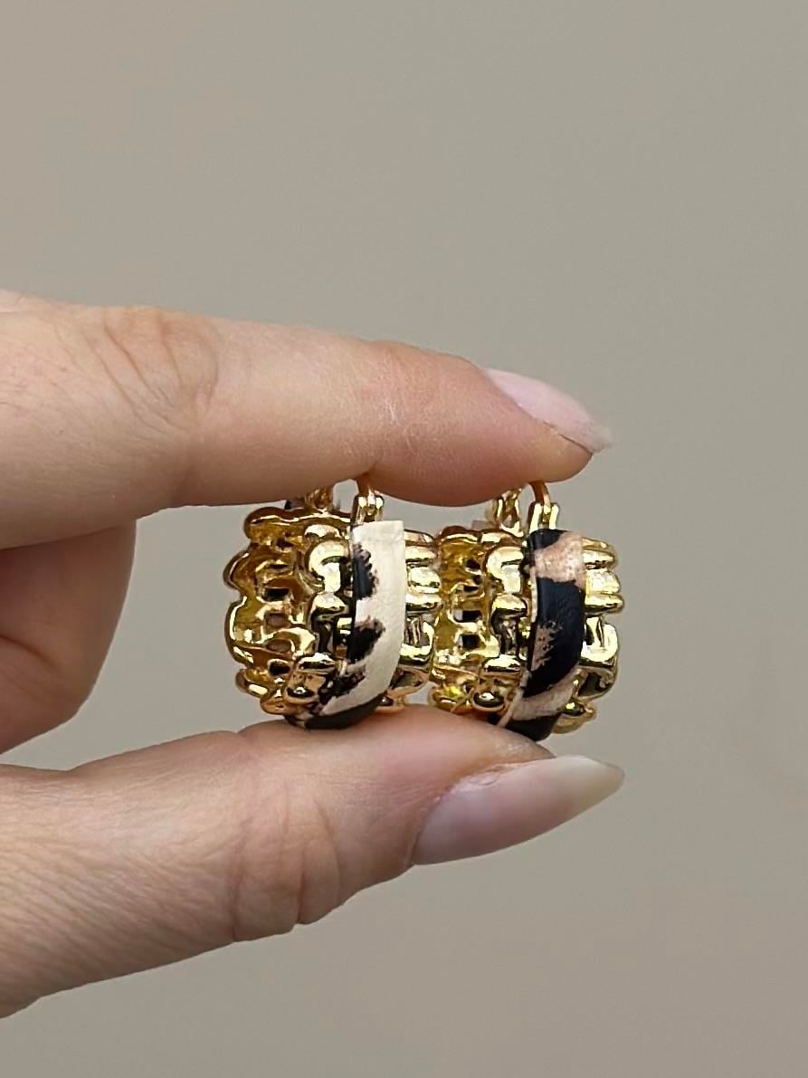 Küpe Halka Leopar Desen Gold Renk 