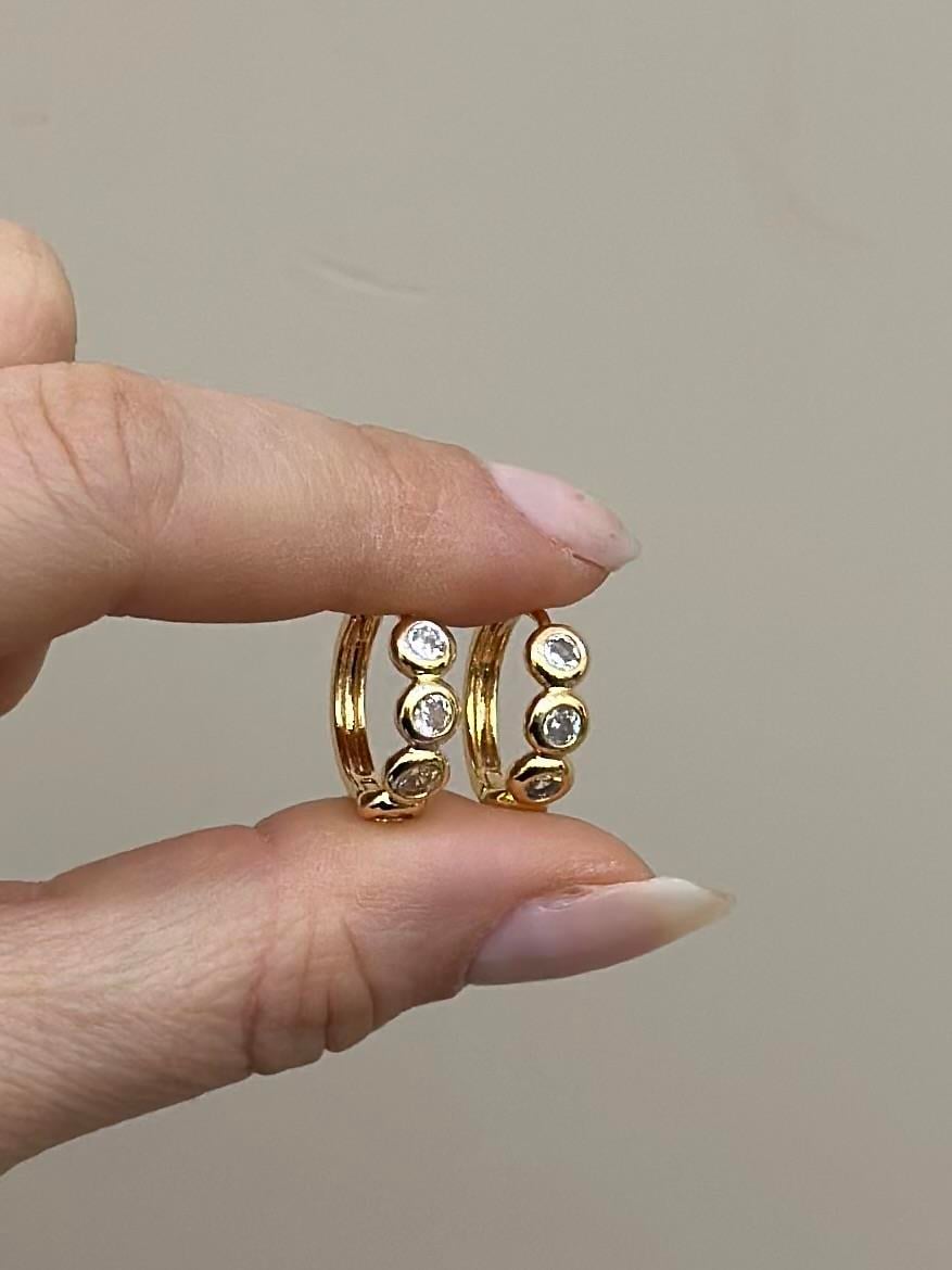 Küpe Halka Taş Gold Renk 
