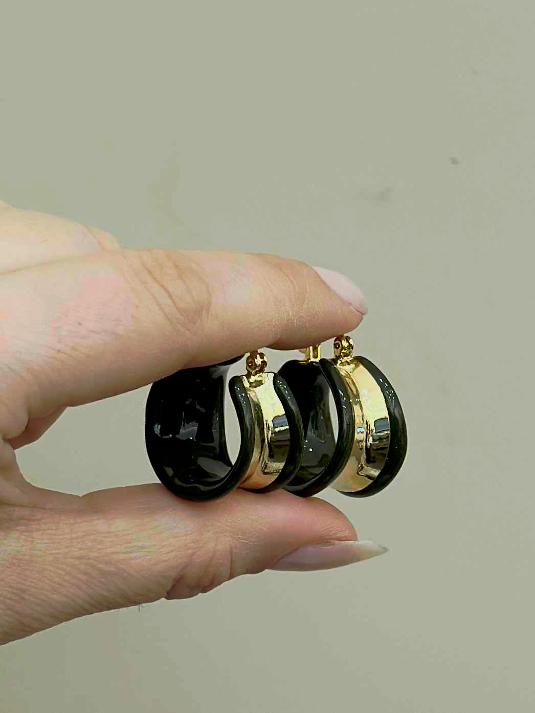 Küpe Halka Yeşil Tasarım Gold Renk 