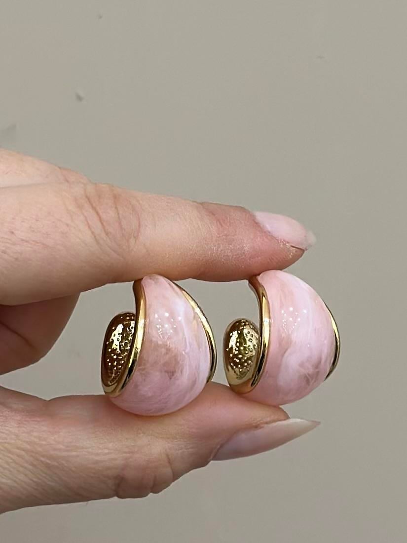 Küpe Pembe Damla Gold Renk 