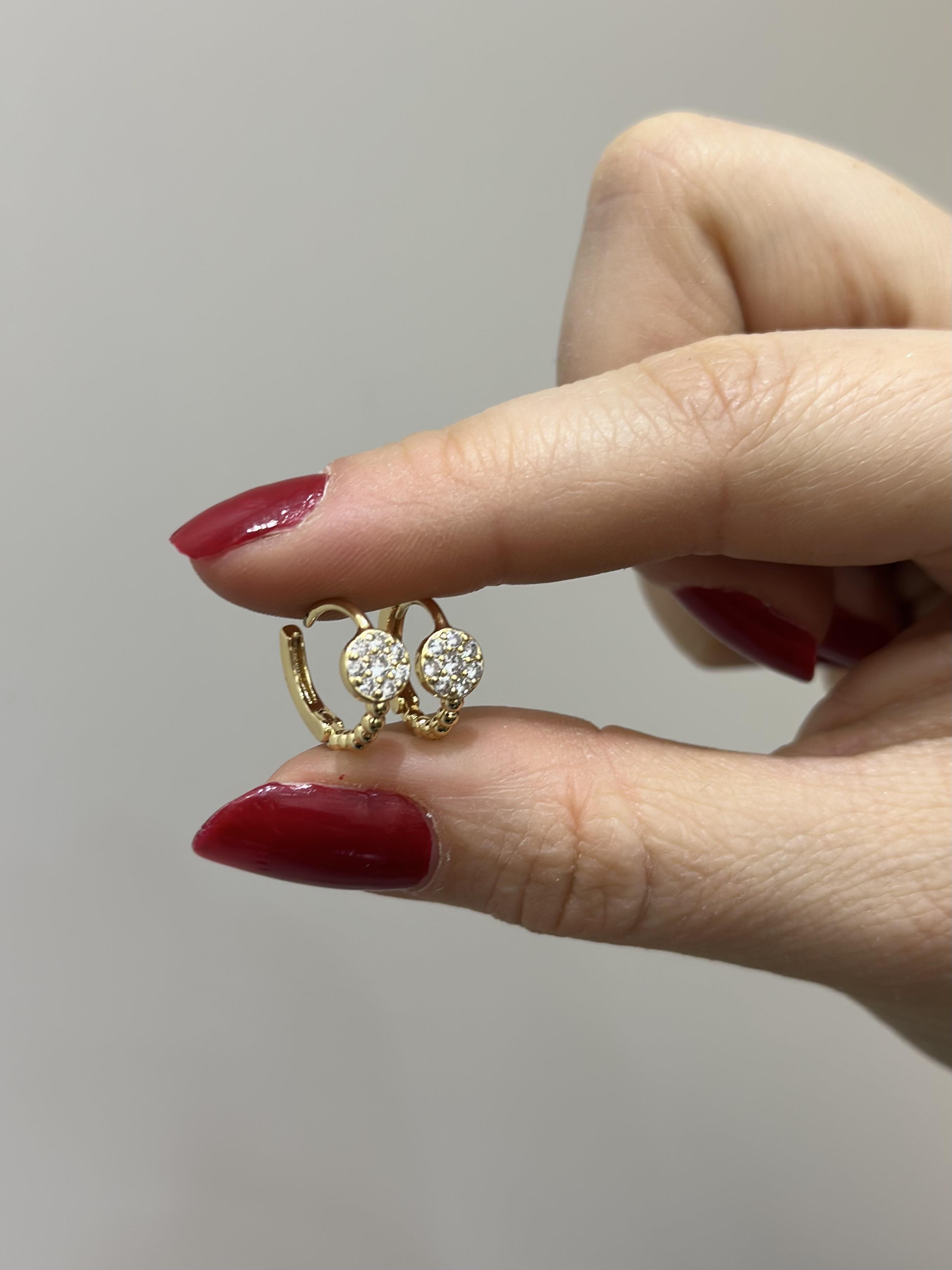 Küpe taş  gold halka