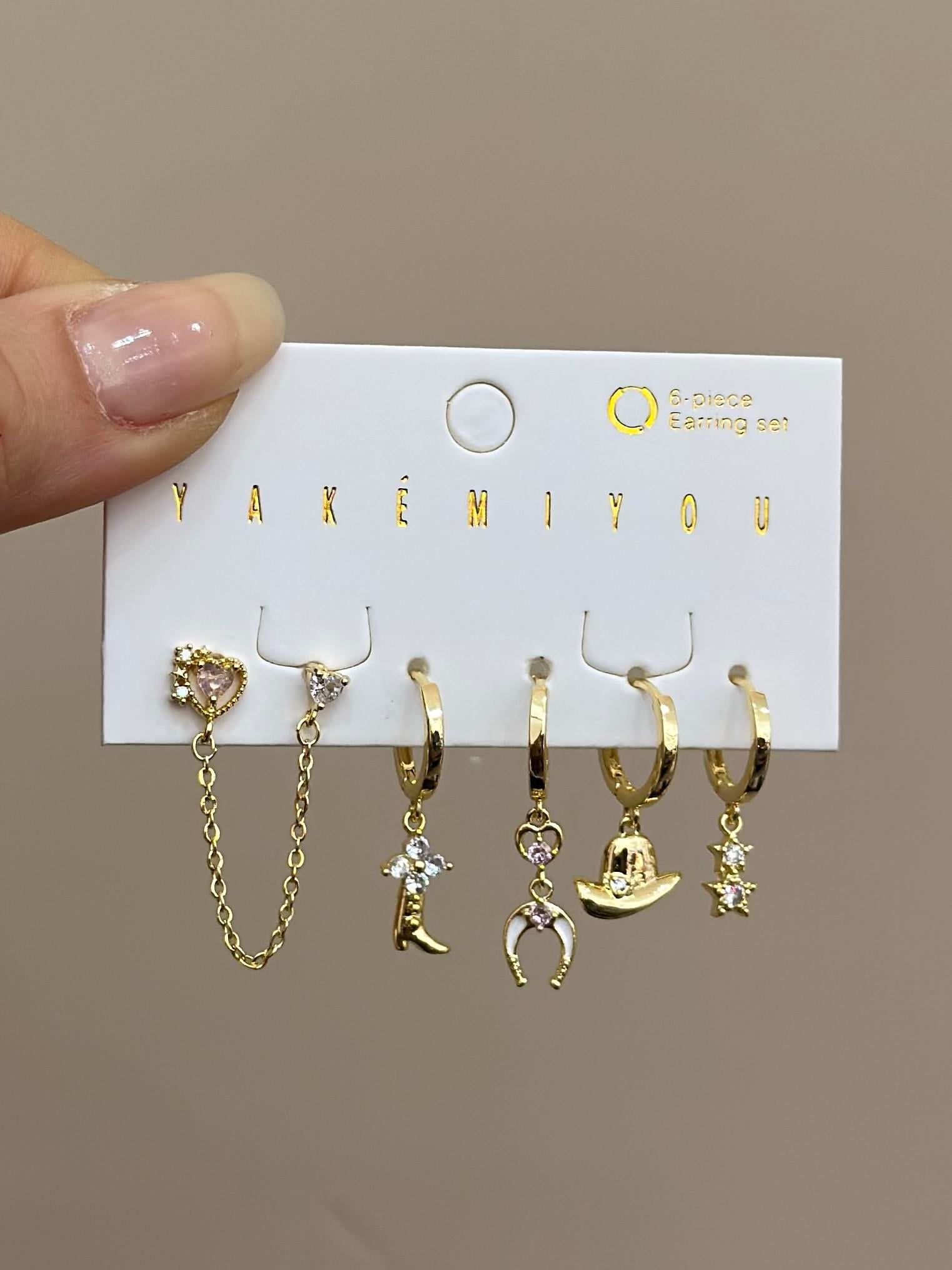Küpe Taş Sallantı Gold Renk 
