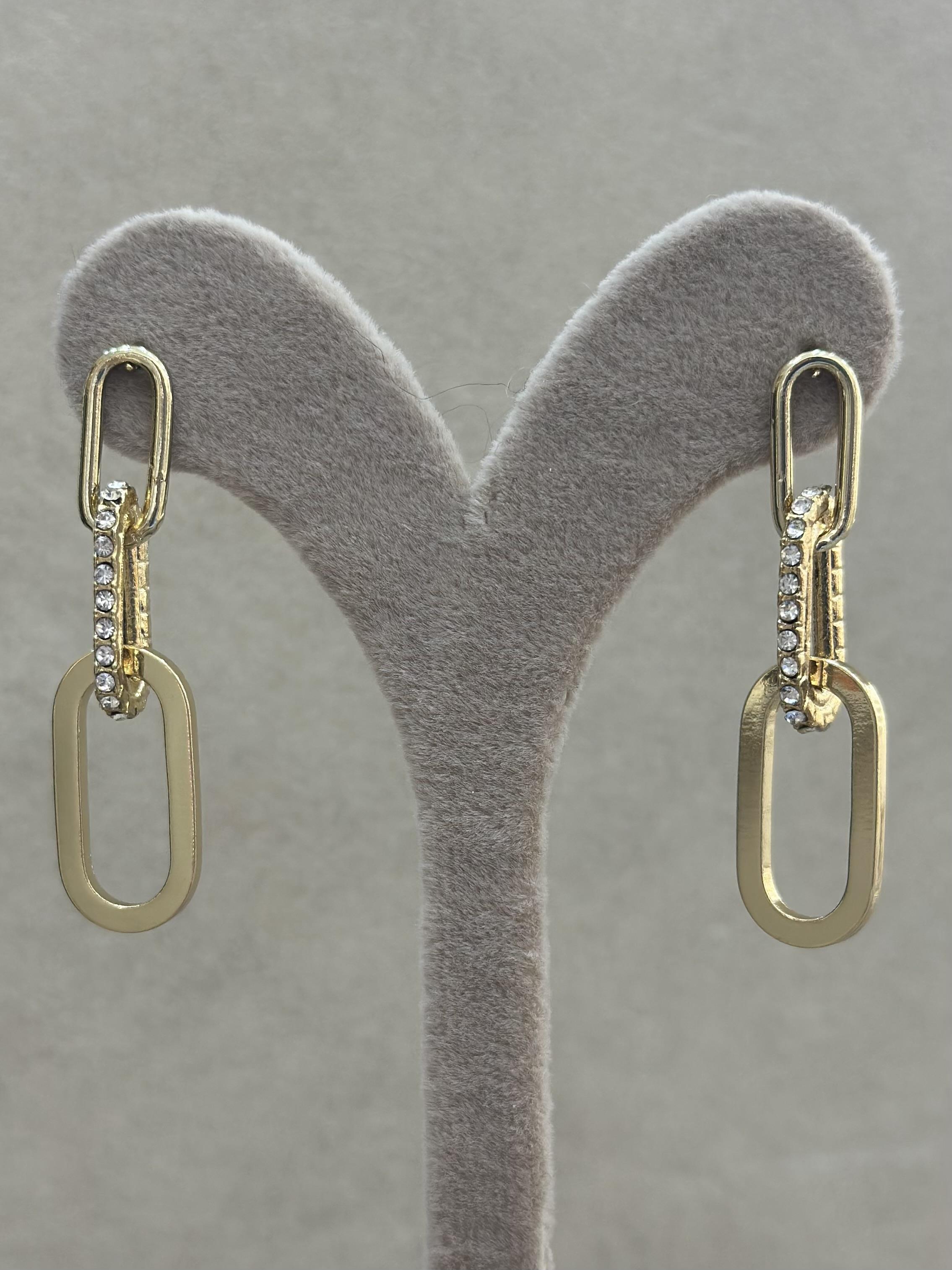 Küpe Taş Sallantı Gold Renk