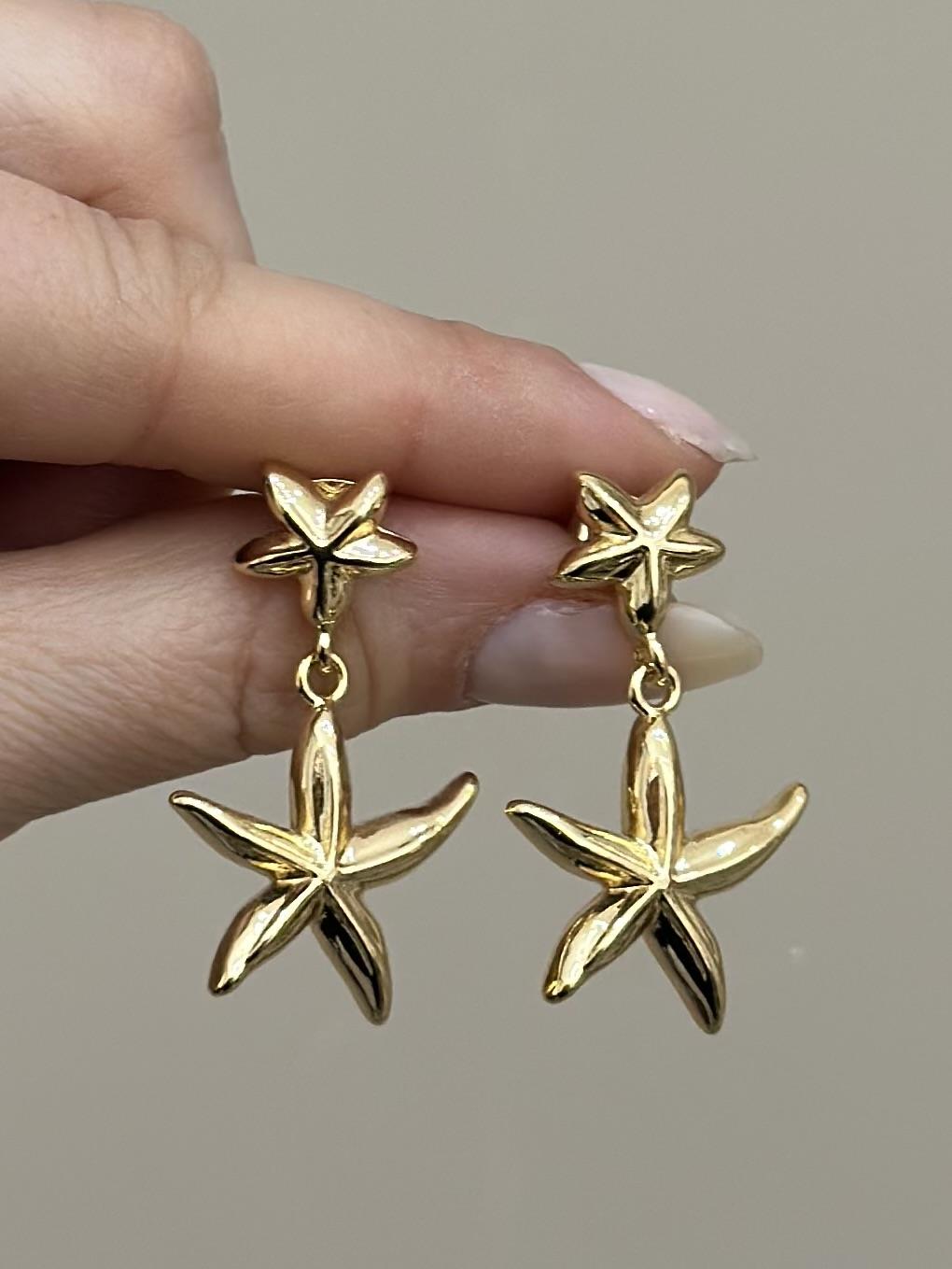 Küpe Yıldız Sallantı Gold Renk 