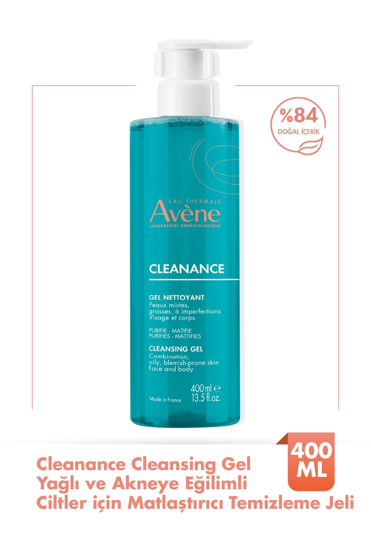 Avene  Cleanance Yağlı ve Akneli Ciltler için Matlaştırıcı Temizleme Jeli 400 ml
