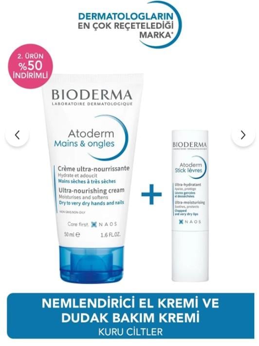 Bioderma Atoderm El Kremi alana Dudak Bakım Kremi %50 indirimli 