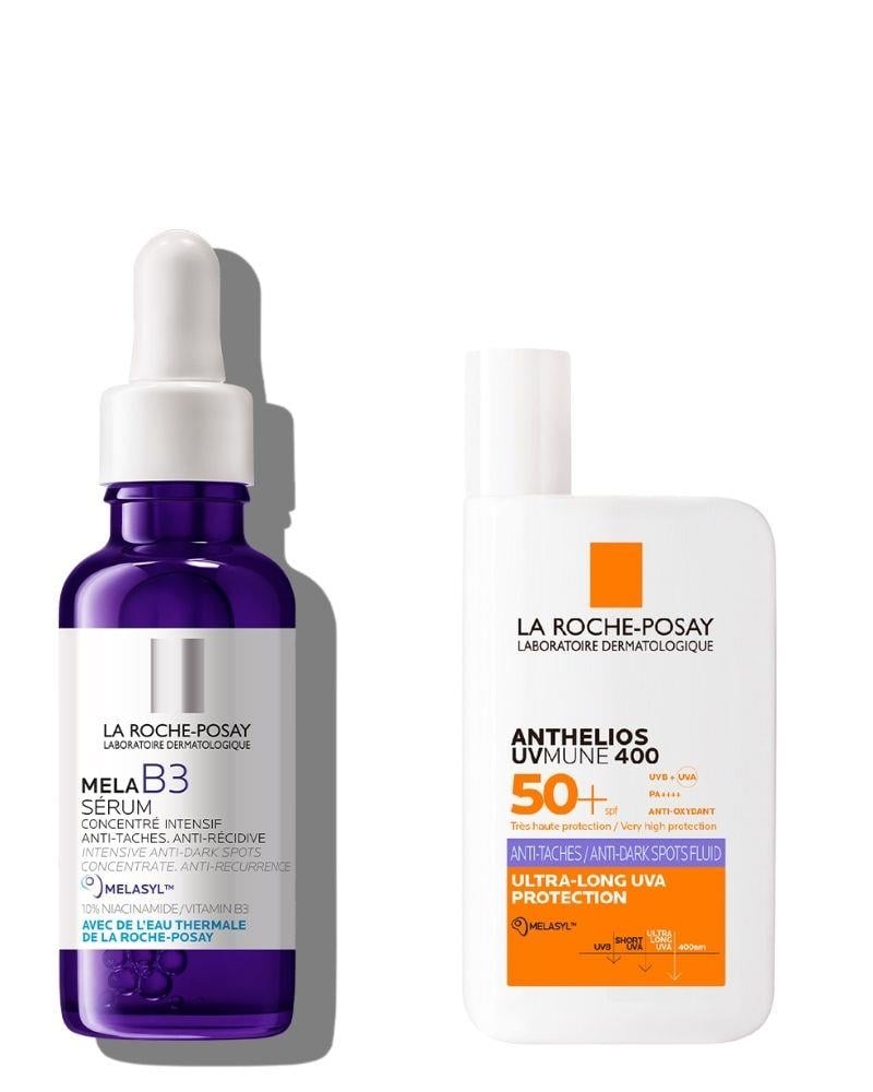 La Roche Posay MELA B3 Koyu Leke Karşıtı Serum 30 ml alana Anthelios Anti-Dark Spots Fluid SPF50+ Yüz Güneş Kremi 50 ml Hediye