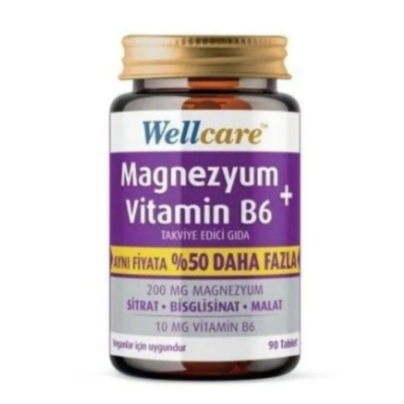 Wellcare Magnezyum Vitamin B6 200/10mg Avantajlı Paket 