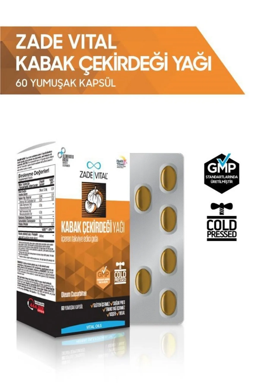 Zade Vital Kabak Çekirdeği Yağı 320 Mg 60 Yumuşak Kapsül - Blister