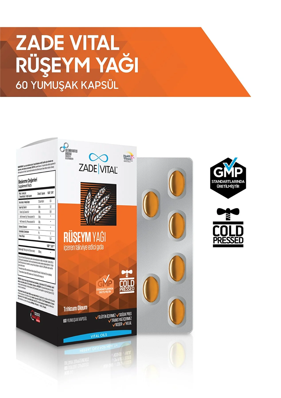Zade Vital Ruşeym Yağı 500mg 60 Yumuşak Kapsül