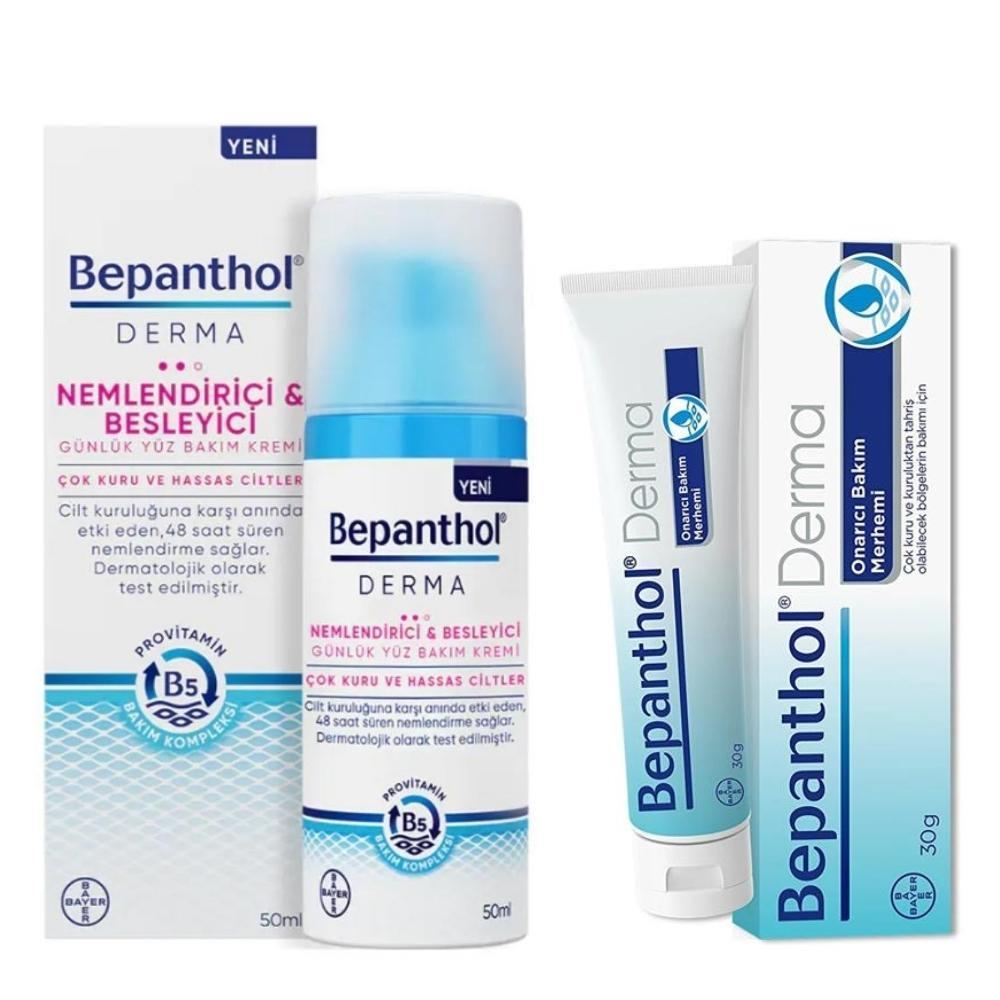 Bepanthol Derma Nemlendirici ve Besleyici Yüz Bakım Kremi 50ml + Cilt Bakım Kremi 30g