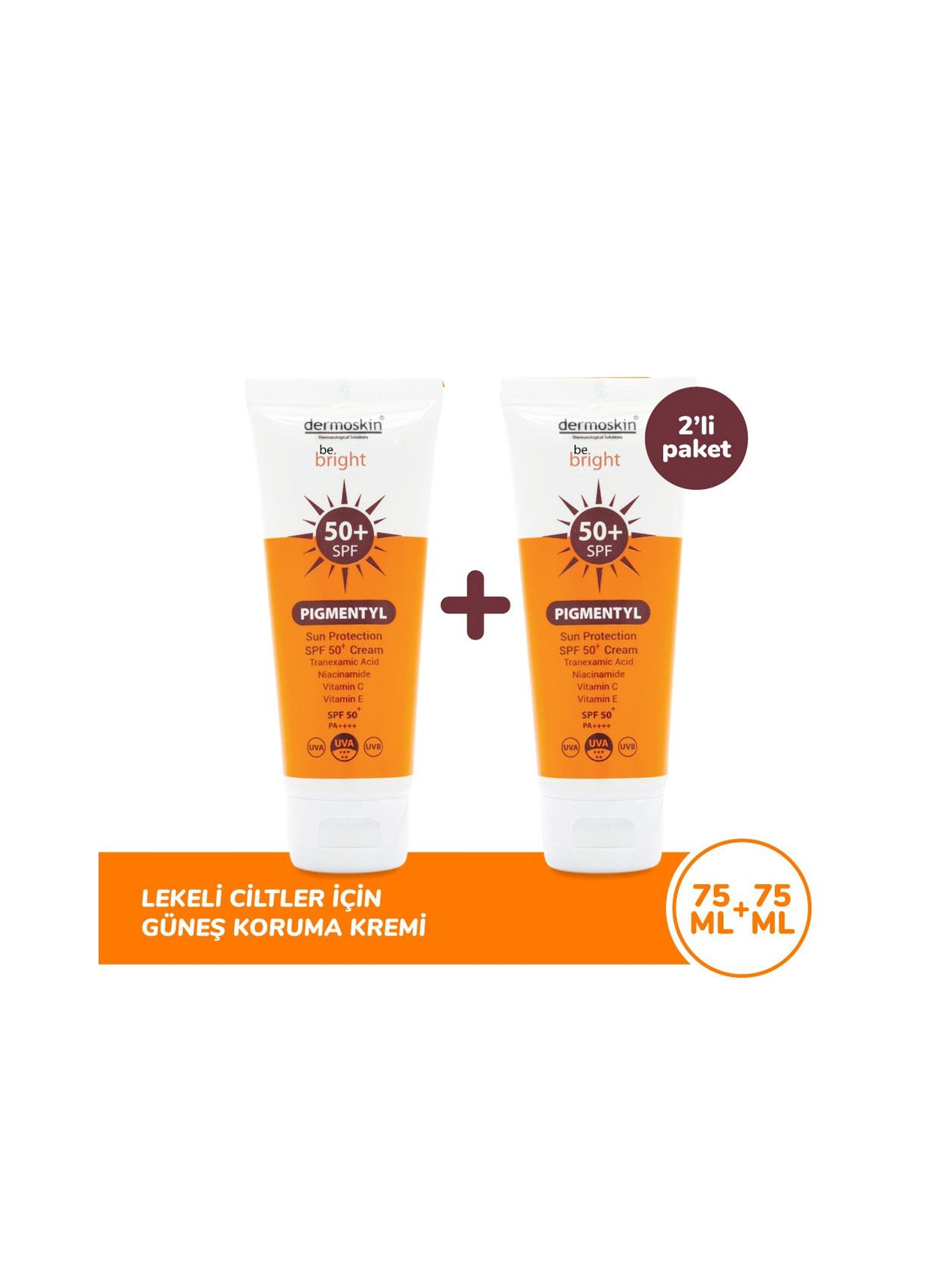 Dermoskin Pigmentyl Sun Protection SPF50+ Cream 75ml | İkili Paket