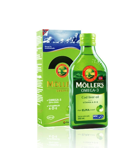 Möllers Omega-3 - Balık Yağı Sıvı Formu 250 ml - Elmalı