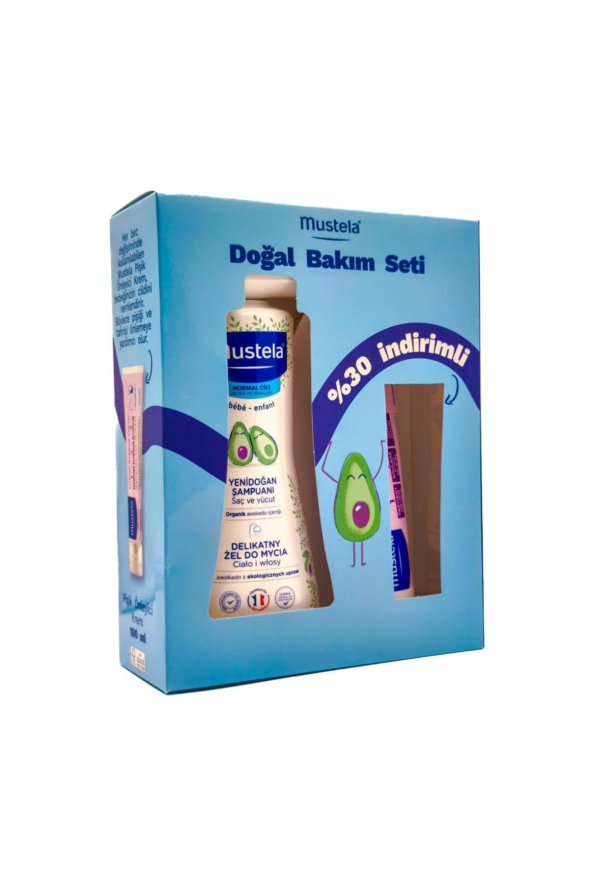 Mustela Doğal Bakım Seti Mustela Yenidoğan Şampuanı 500 ml + Vitamin Bariyer 1.2.3 Pişik Kremi 100 ml