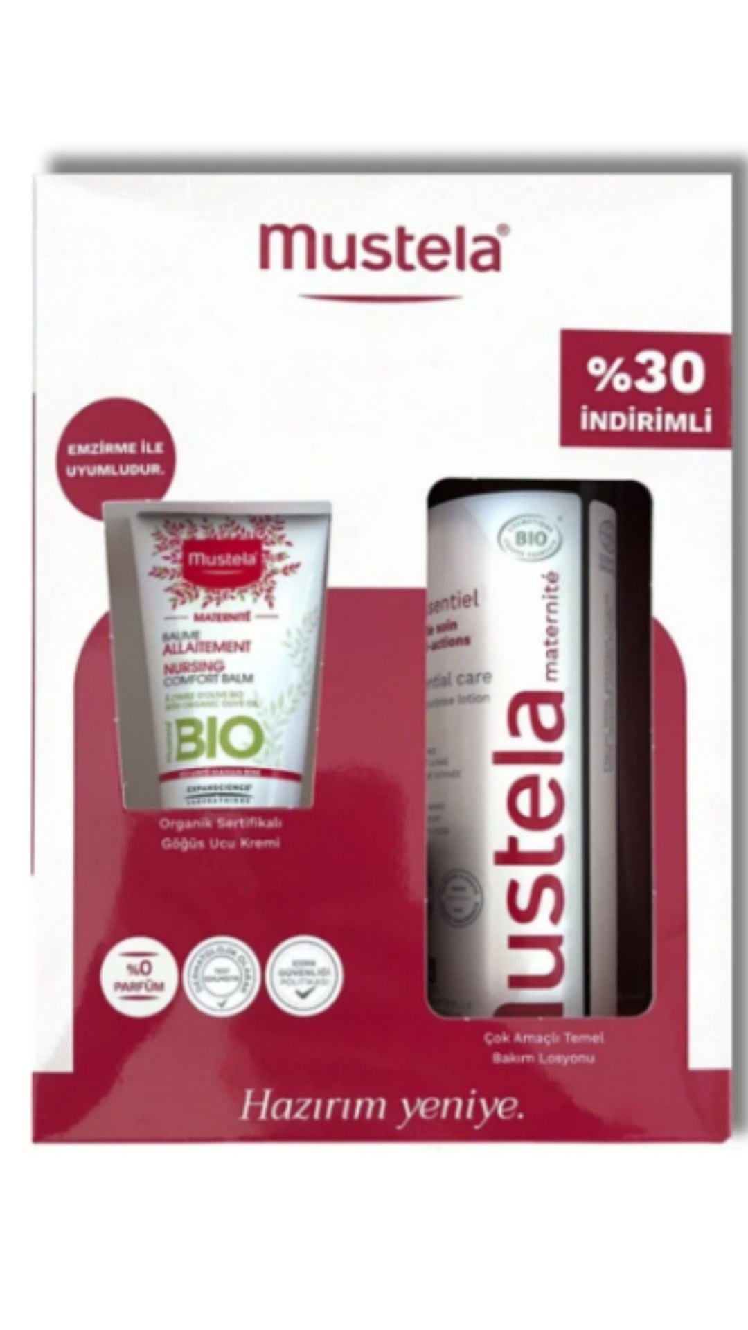 Mustela Doğum Seti -Çok Amaçlı Temel Bakım Losyonu 200 ml + Göğüs Ucu Kremi 30 ml