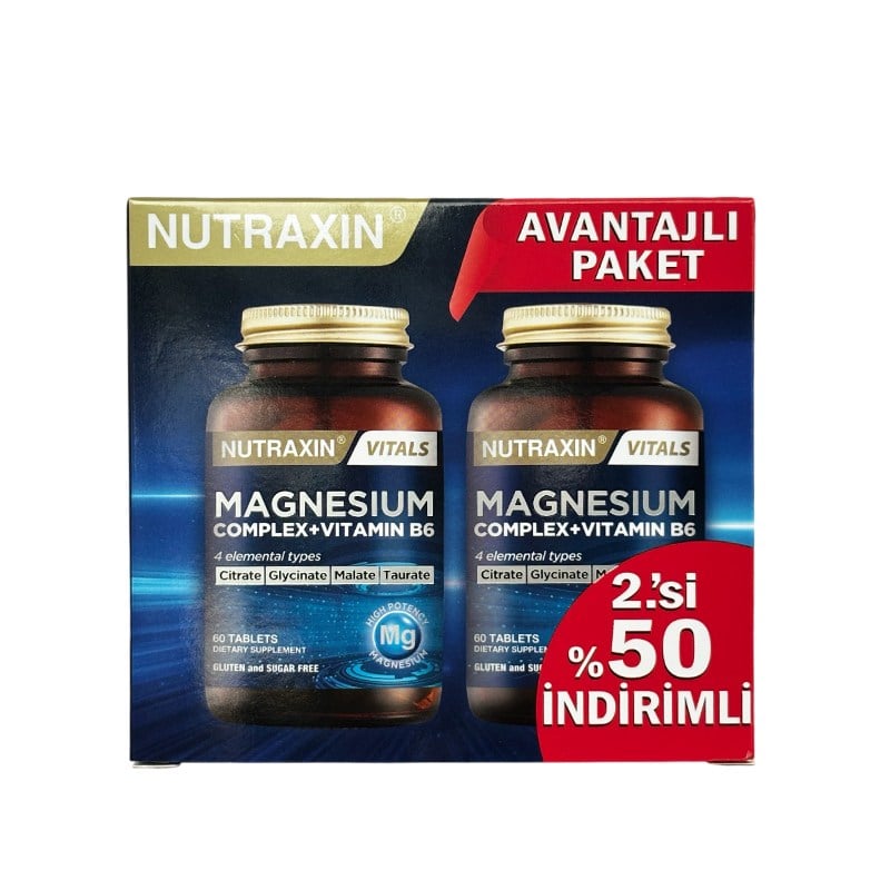 Nutraxin Magnezyum Takviye Edici Gıda 60+60 Tablet - 2.si %50 İndirimli