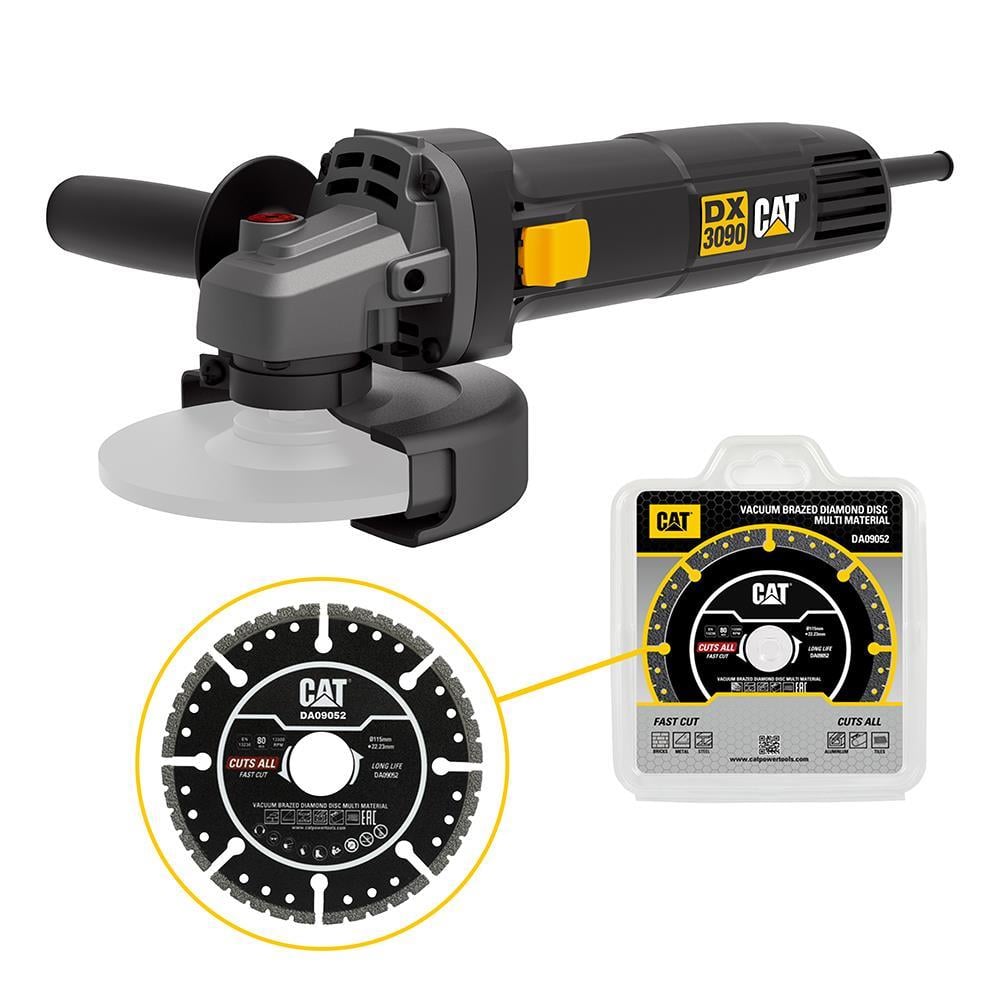 CAT DX3090 720Watt 125mm Profesyonel Avuç Taşlama + DA09052 Genel Amaçlı Elmas Kesme Diski