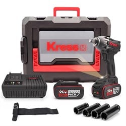 Kress KUB30.2SET 20Volt/4.0Ah. Li-ion Çift Akülü 300Nm Kömürsüz Profesyonel Şarjlı Somun Sıkma + 4 Parça Derin Lokma Seti