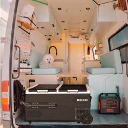 ICECO K95D 12/24Volt 95 Litre Akülü/Kablolu/ Çift Bölmeli Kompresörlü Tekerlekli Outdoor Oto Buzdolabı/Dondurucu (Akü Dahil Değildir)