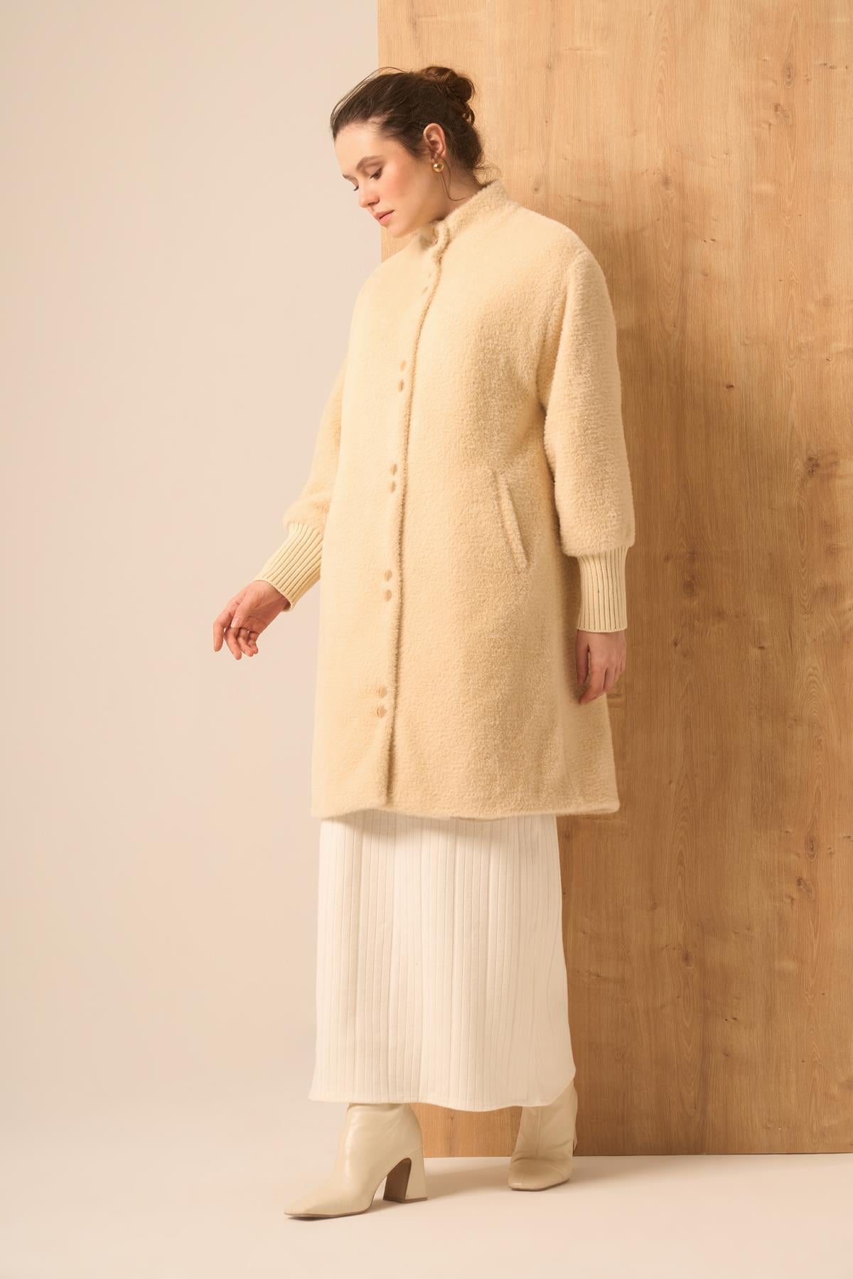 Firoy Kadın Angora Kaban  Beige
