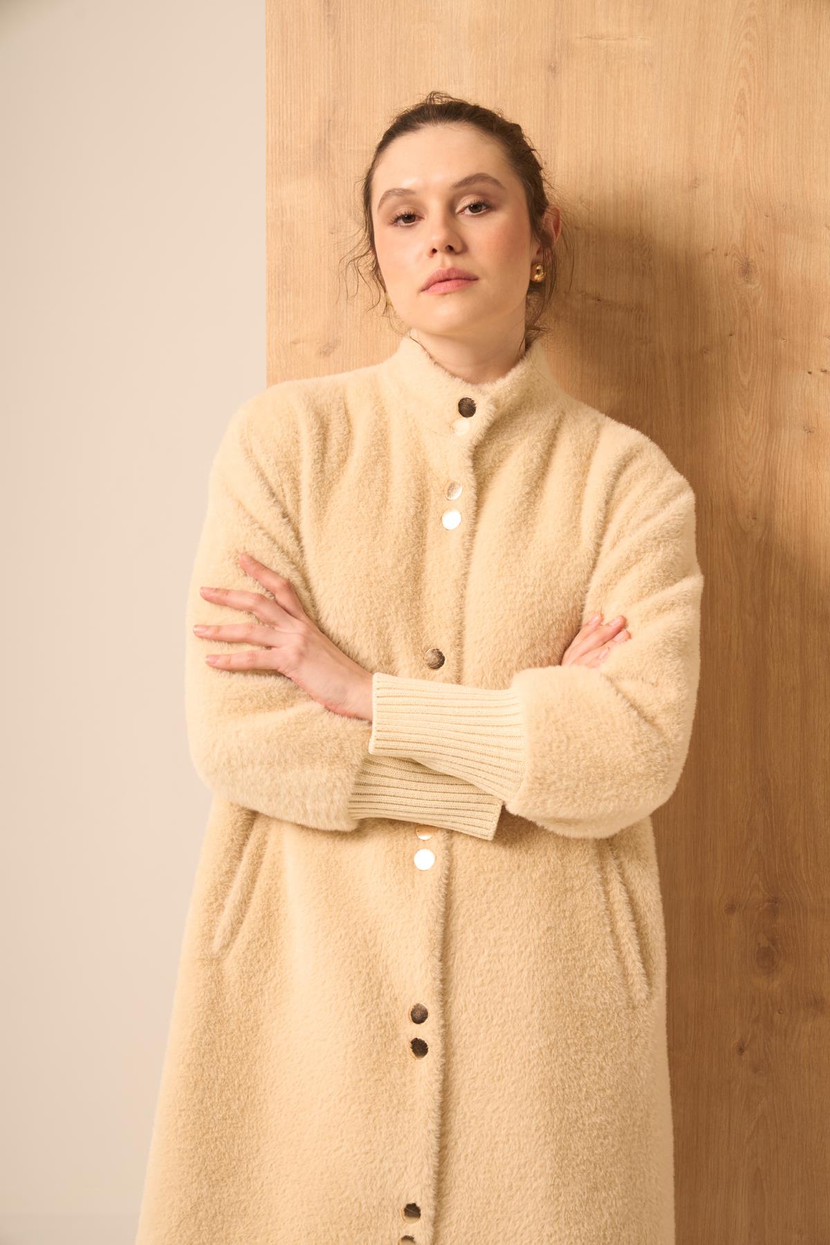 Firoy Kadın Angora Kaban  Beige