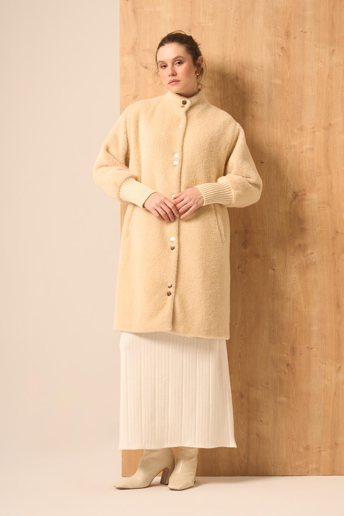 Firoy Kadın Angora Kaban  Beige