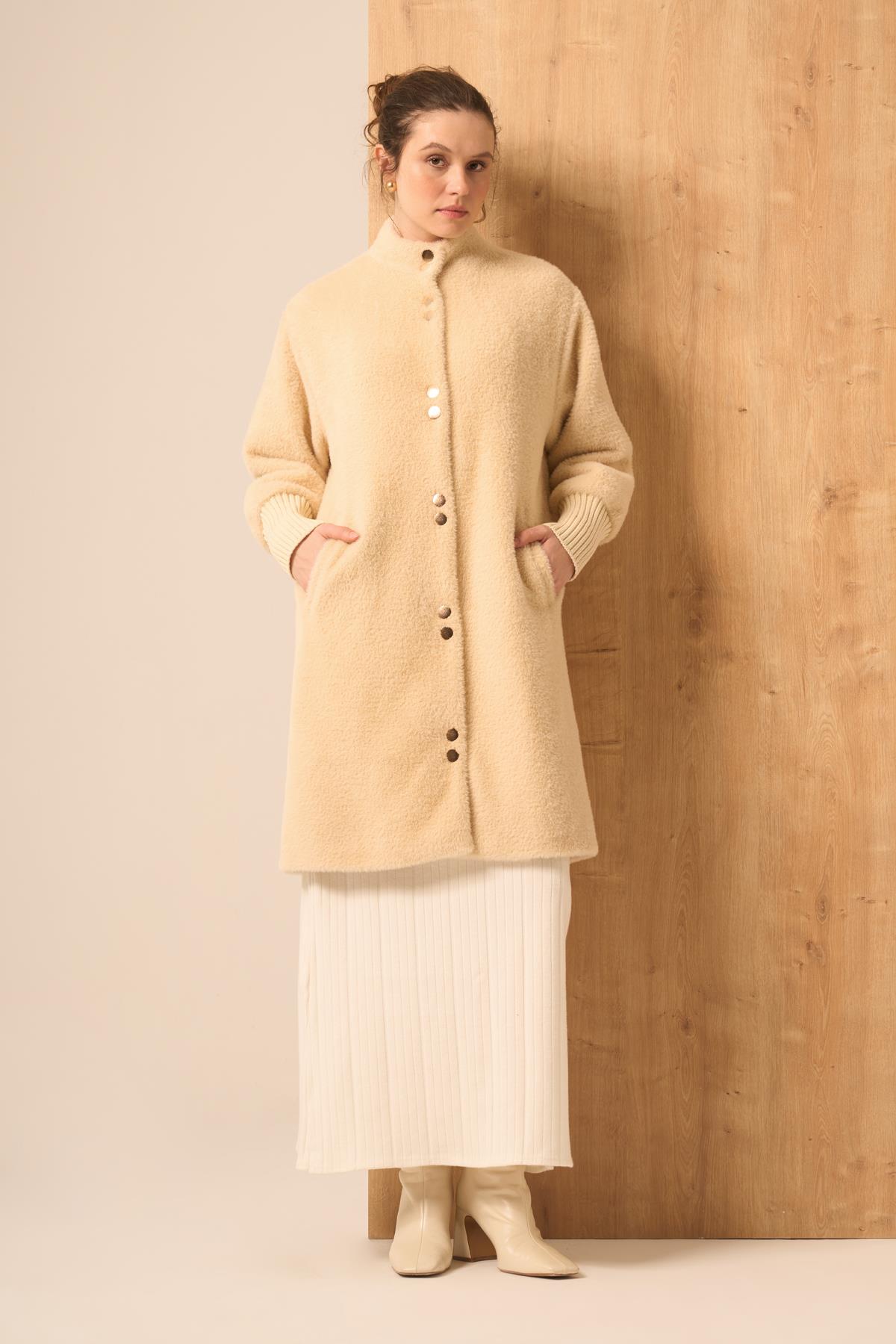 Firoy Kadın Angora Kaban  Beige
