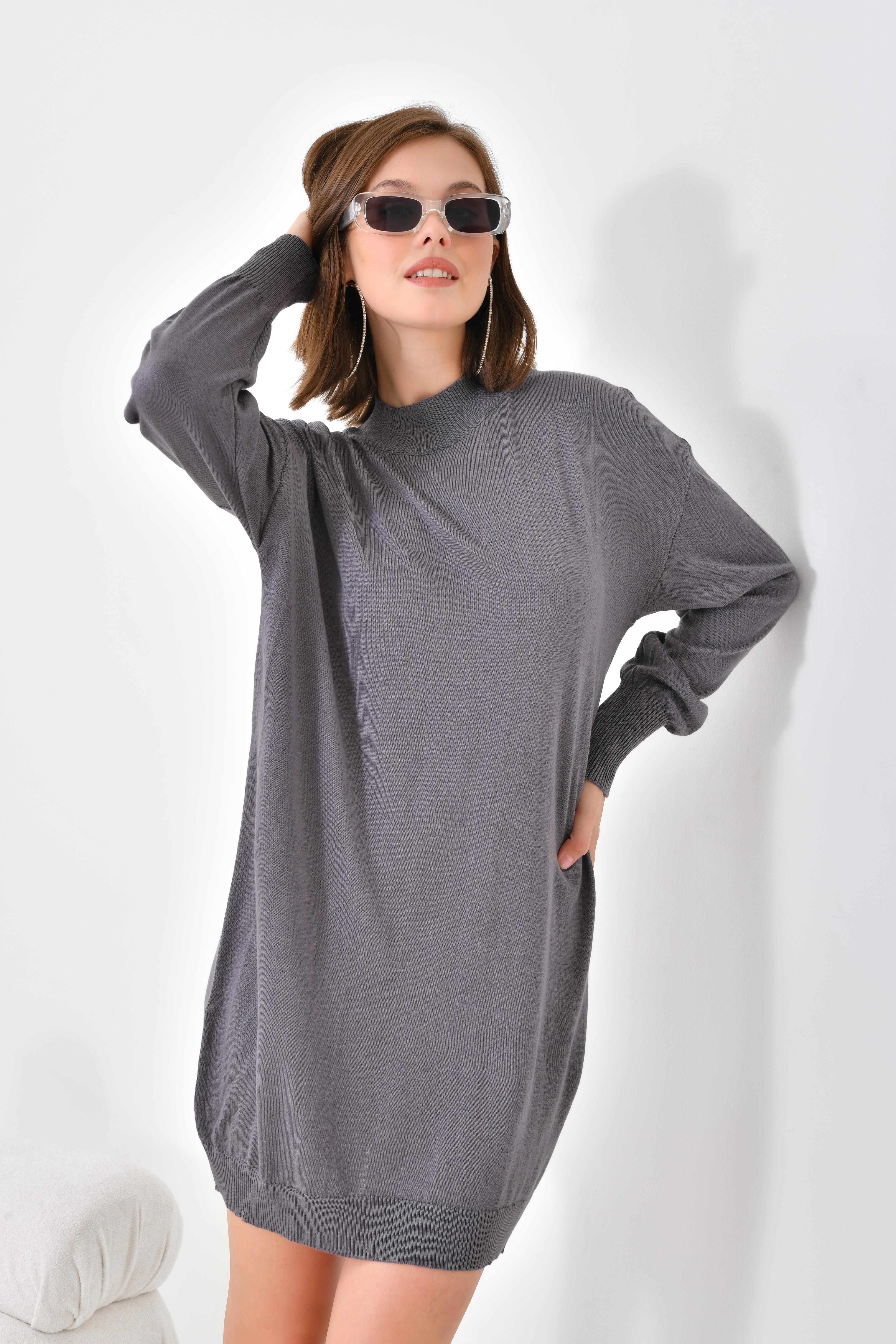 Firoy Kadın Basic Tunik  Gri