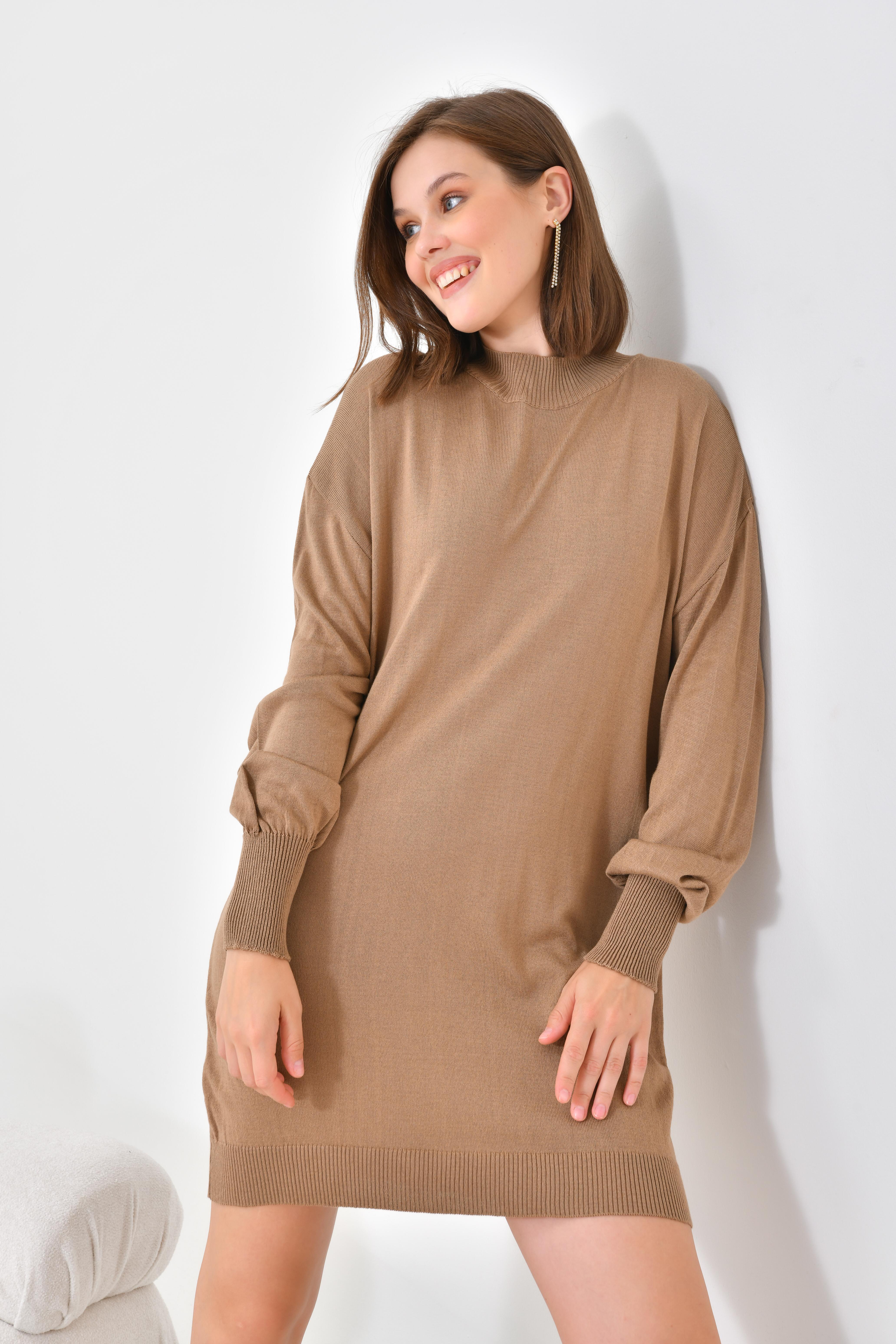 Firoy Kadın Basic Tunik  Kahve