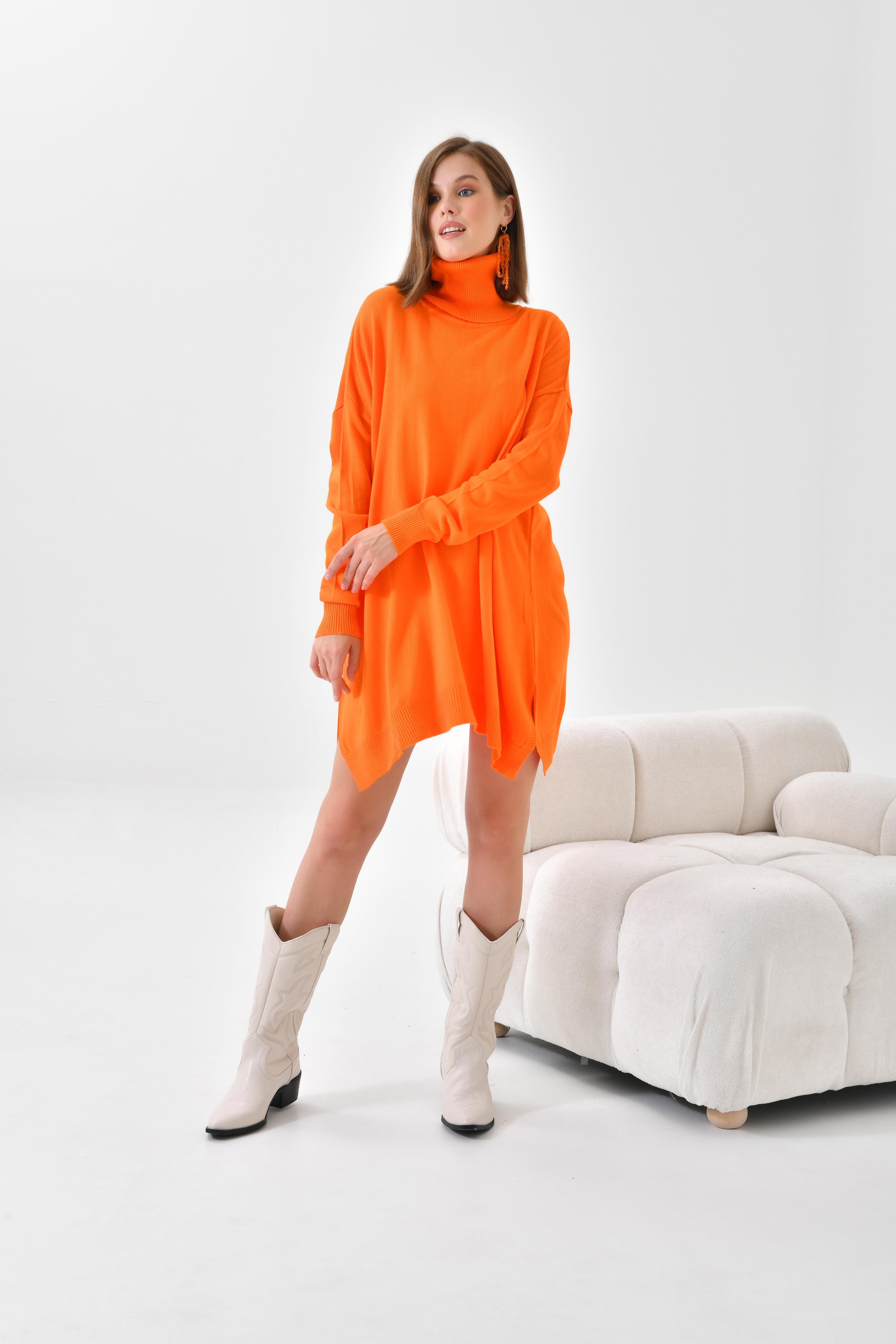 Firoy Kadın Basic Tunik  Orange
