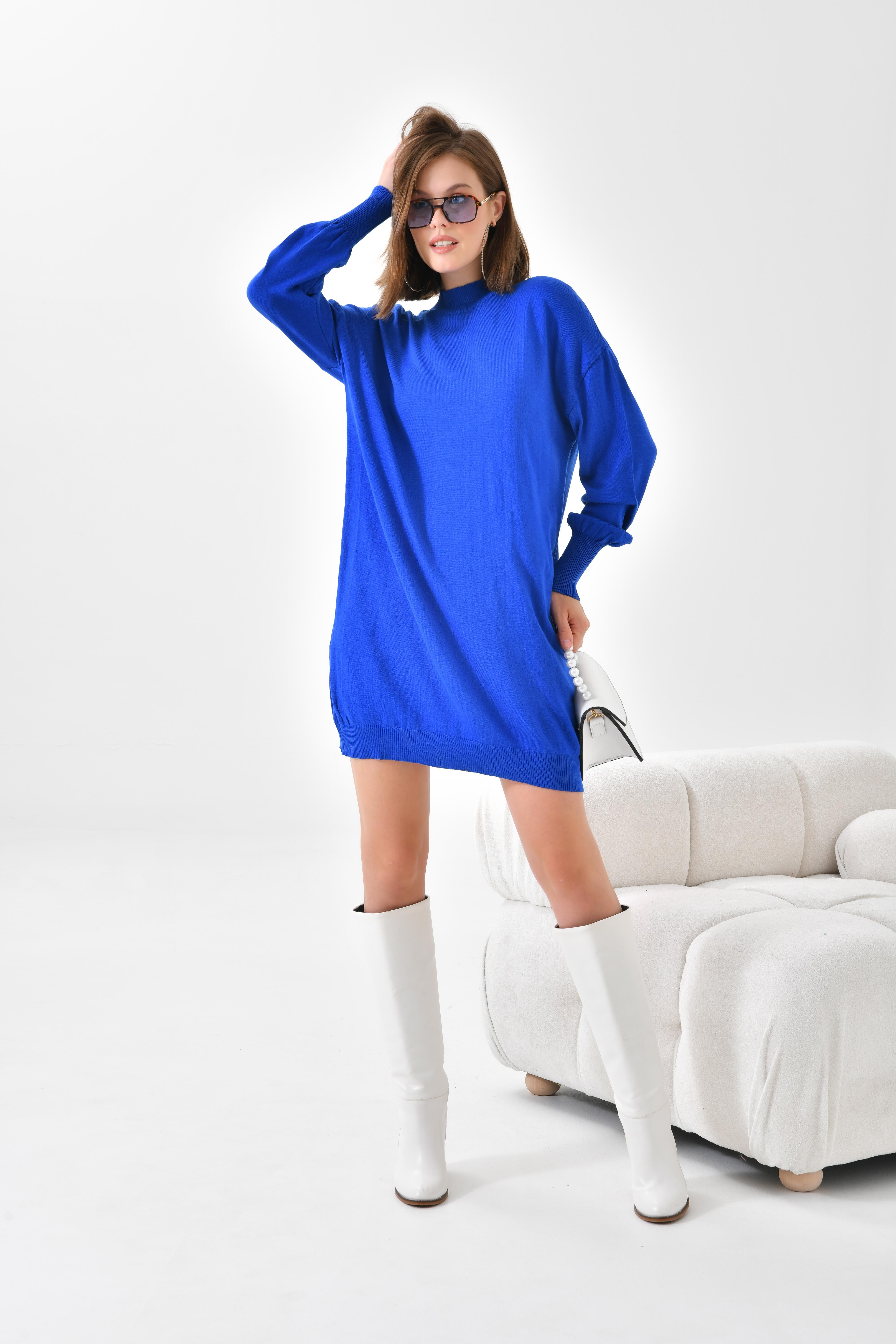 Firoy Kadın Basic Tunik  Saks Mavi