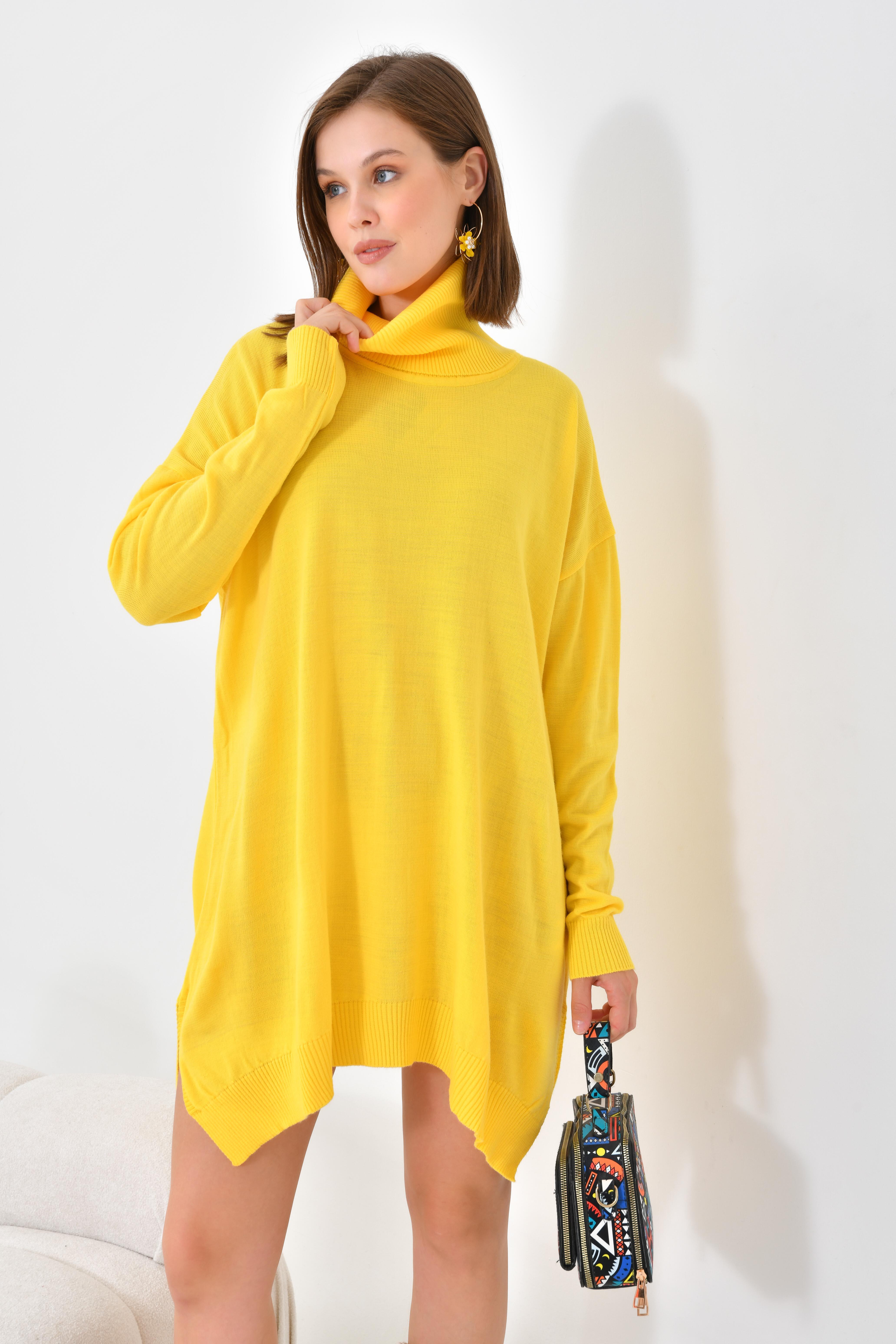 Firoy Kadın Basic Tunik  Sarı