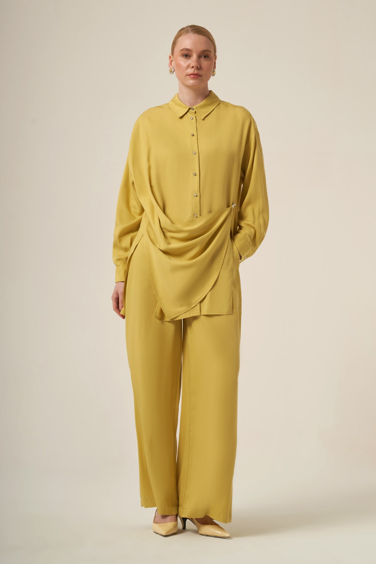 Firoy Kadın Bel Bağlama Selin Takım  Sarı