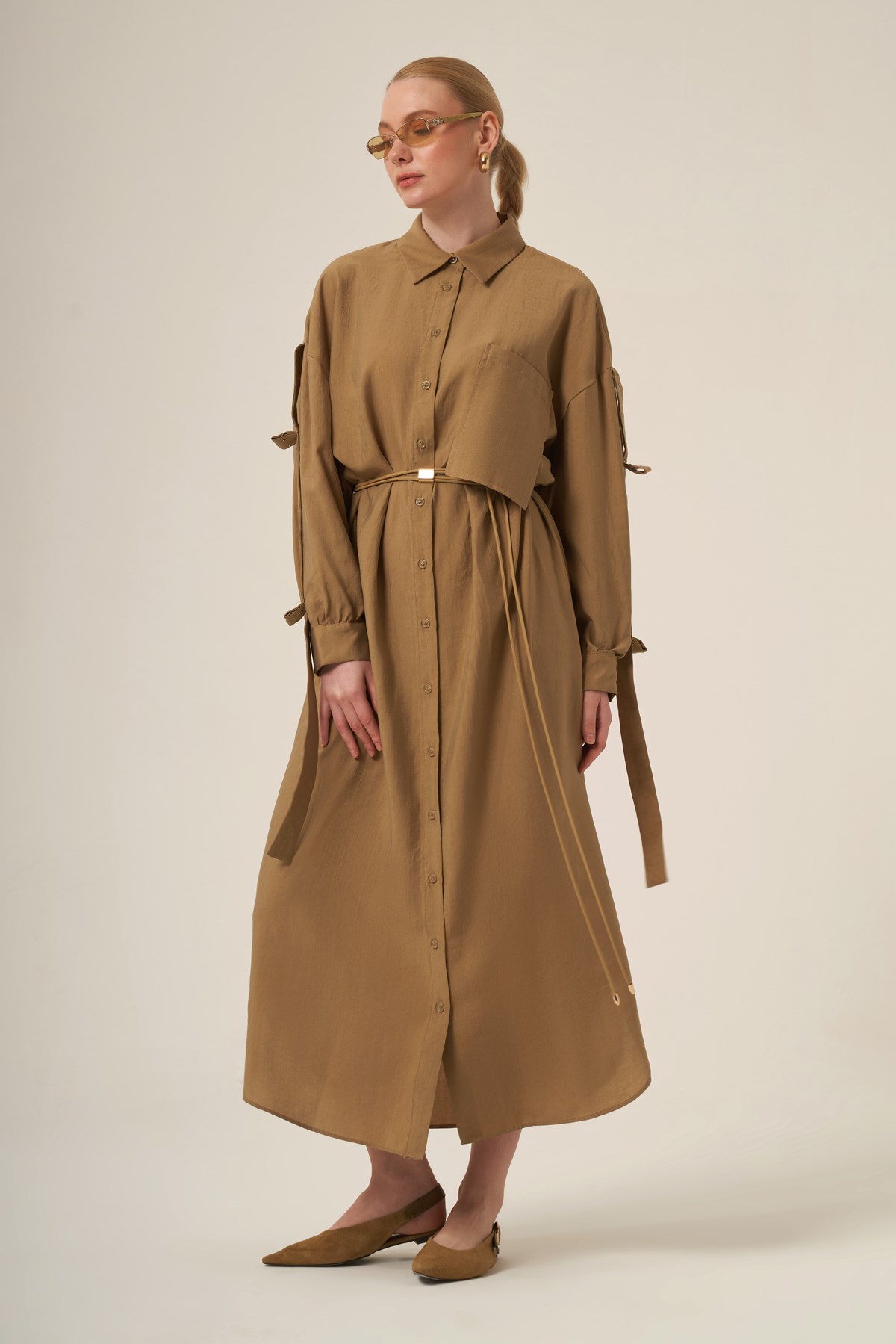 Firoy Kadın Canapos Elbise Cap  Beige