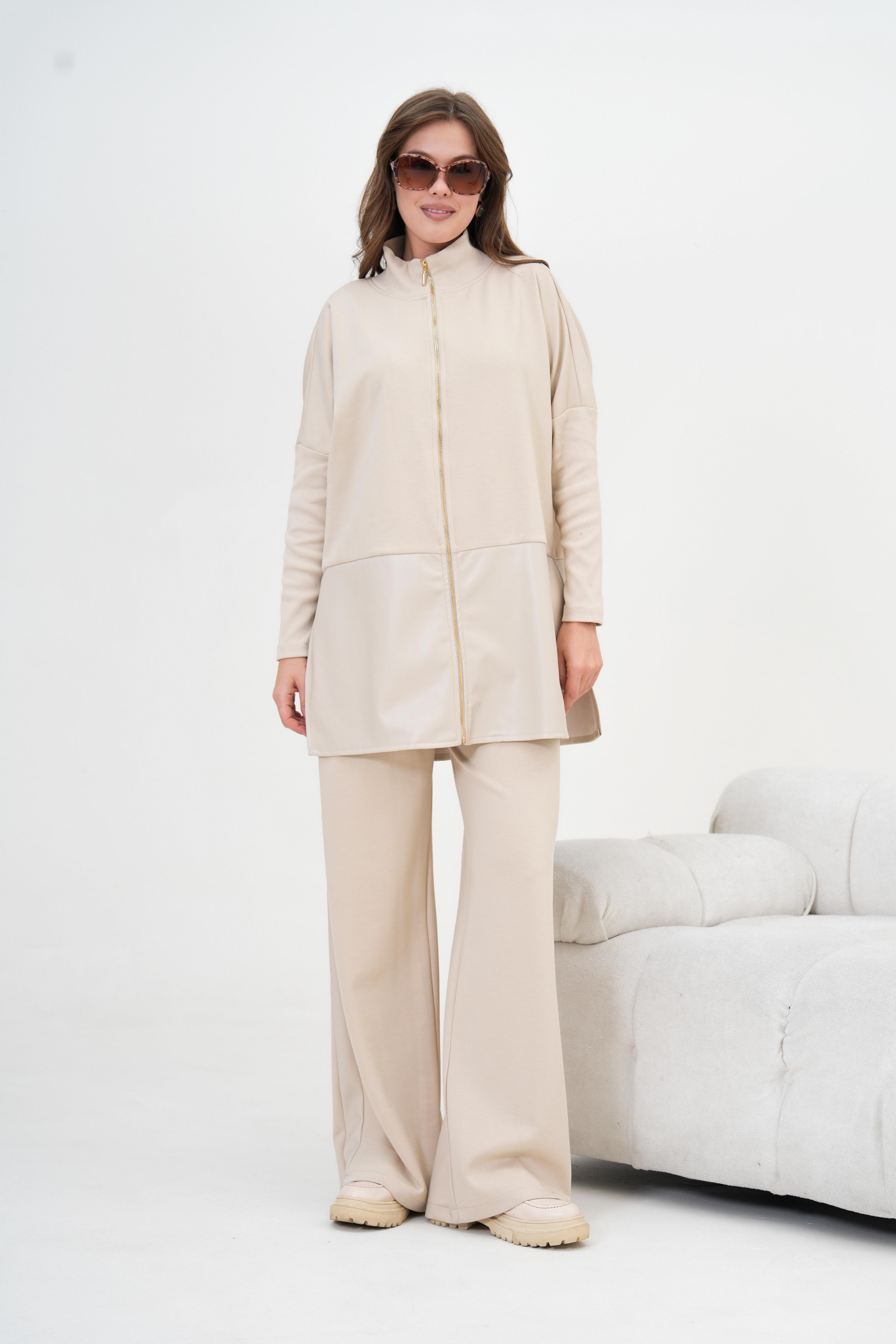 Firoy Kadın Deri İki İp Takım  Bej