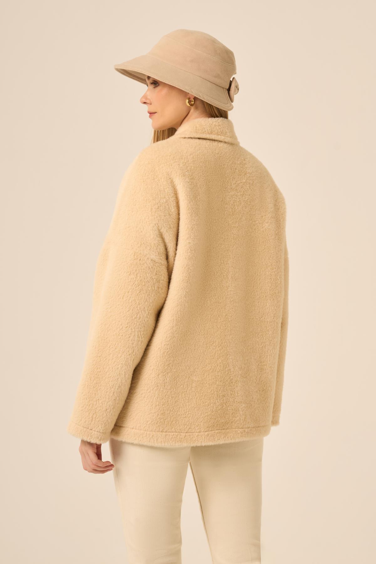 Firoy Kadın Kürk Ceket  Beige