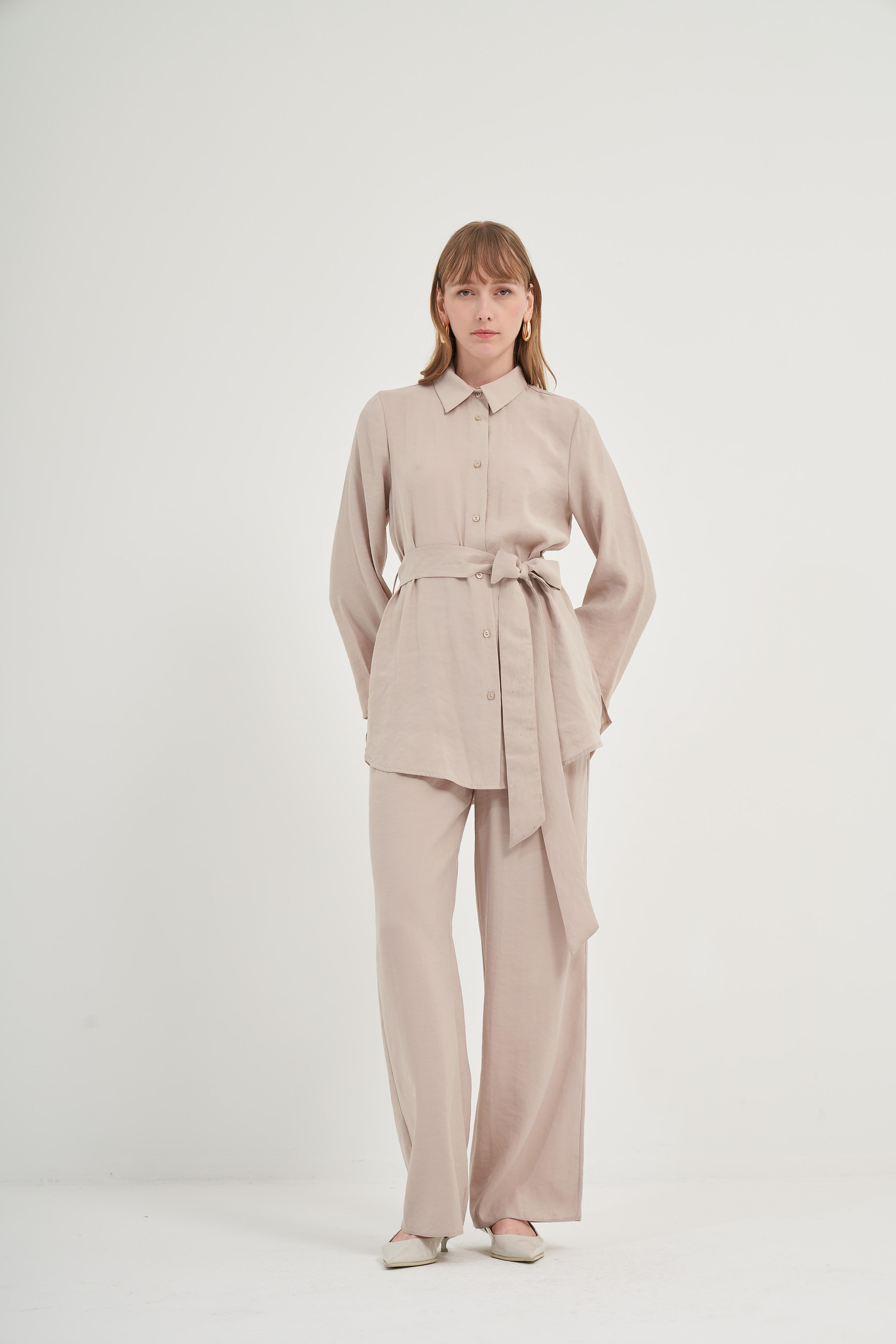 Firoy Kadın Modal Pantolonlu Takım  Taş